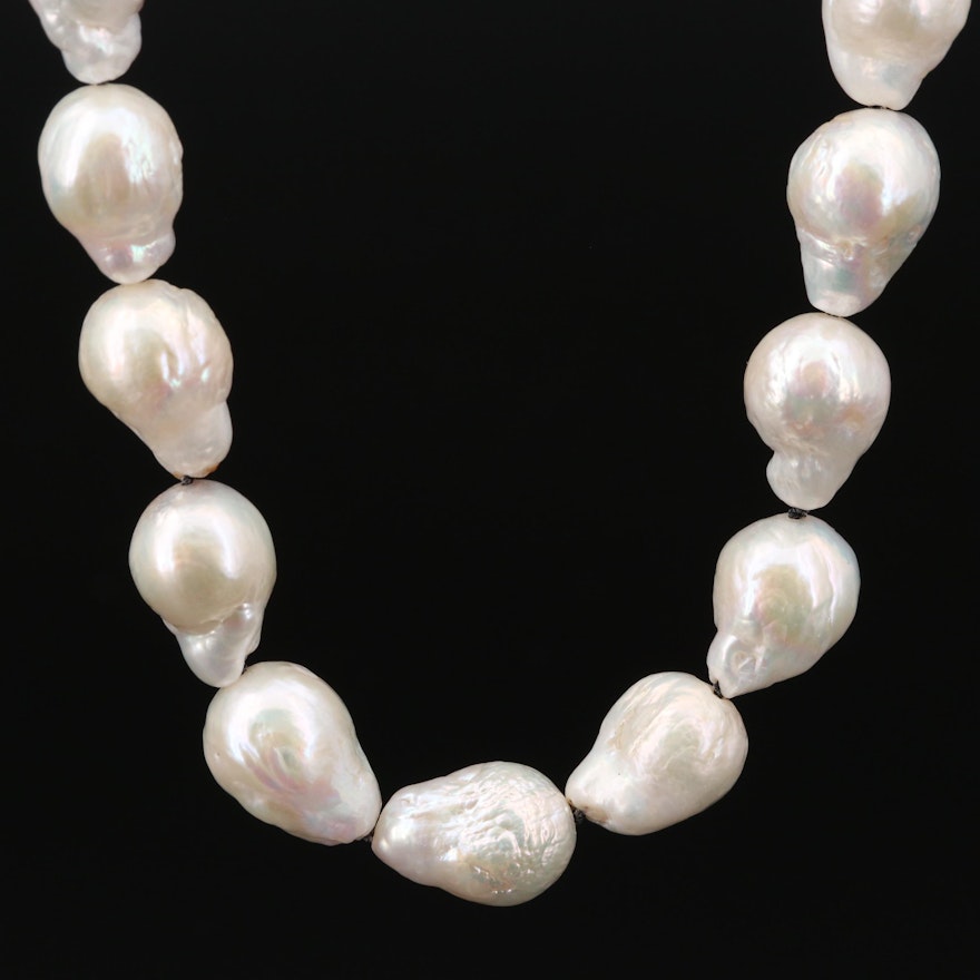 Cultured Pearl Necklace With 14K Yellow Gold Clasp