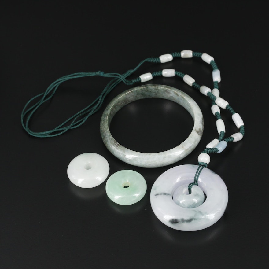 Jadeite Necklace and Pendants with Nephrite Bracelet