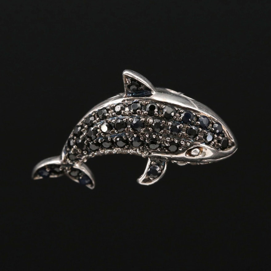 Sterling Silver Topaz, Sapphire and Spinel Orca Pendant