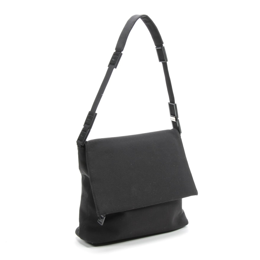 Salvatore Ferragamo Black Neoprene Front Flap Handbag