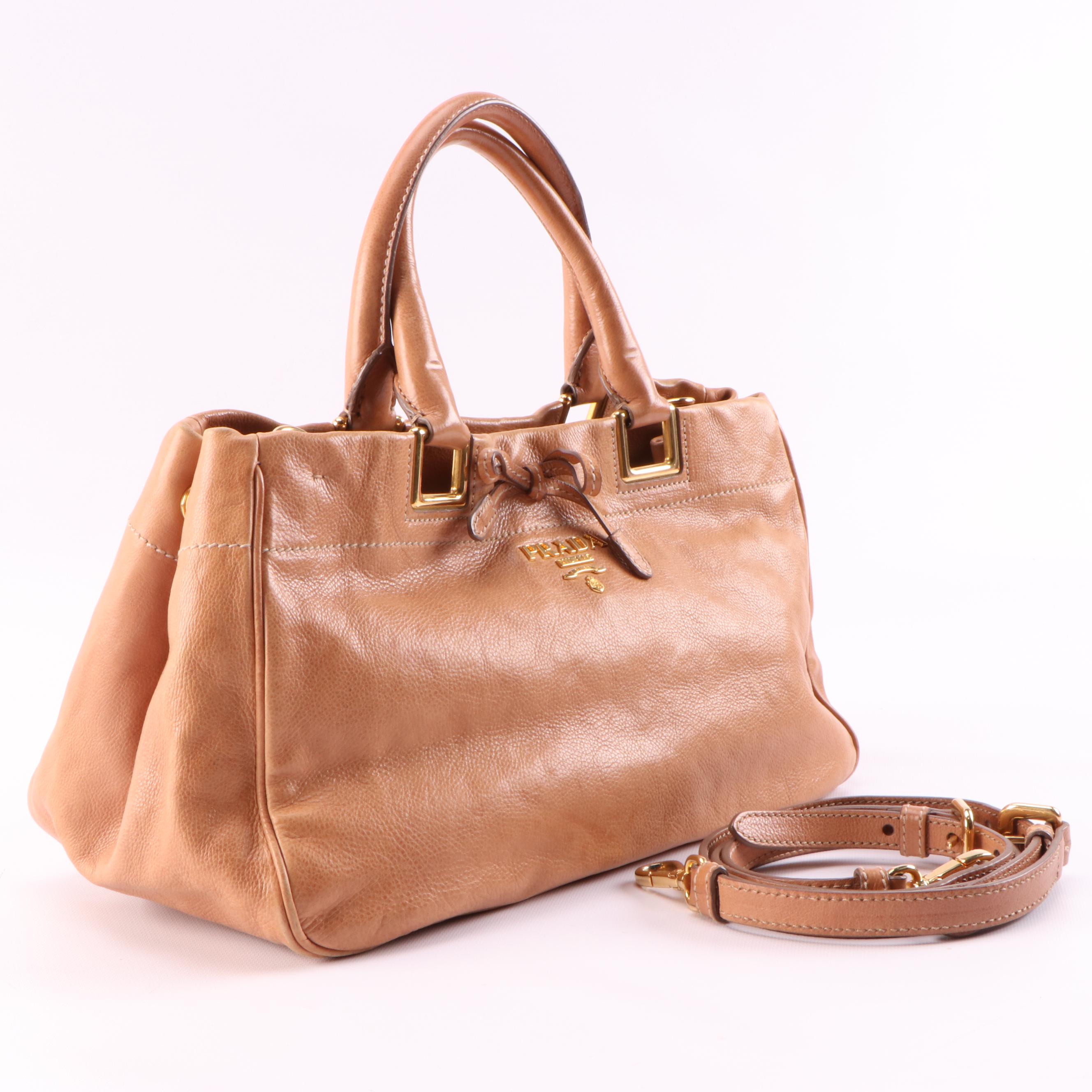 Prada Tan Vitello Daino Calf Leather Two-Way Satchel