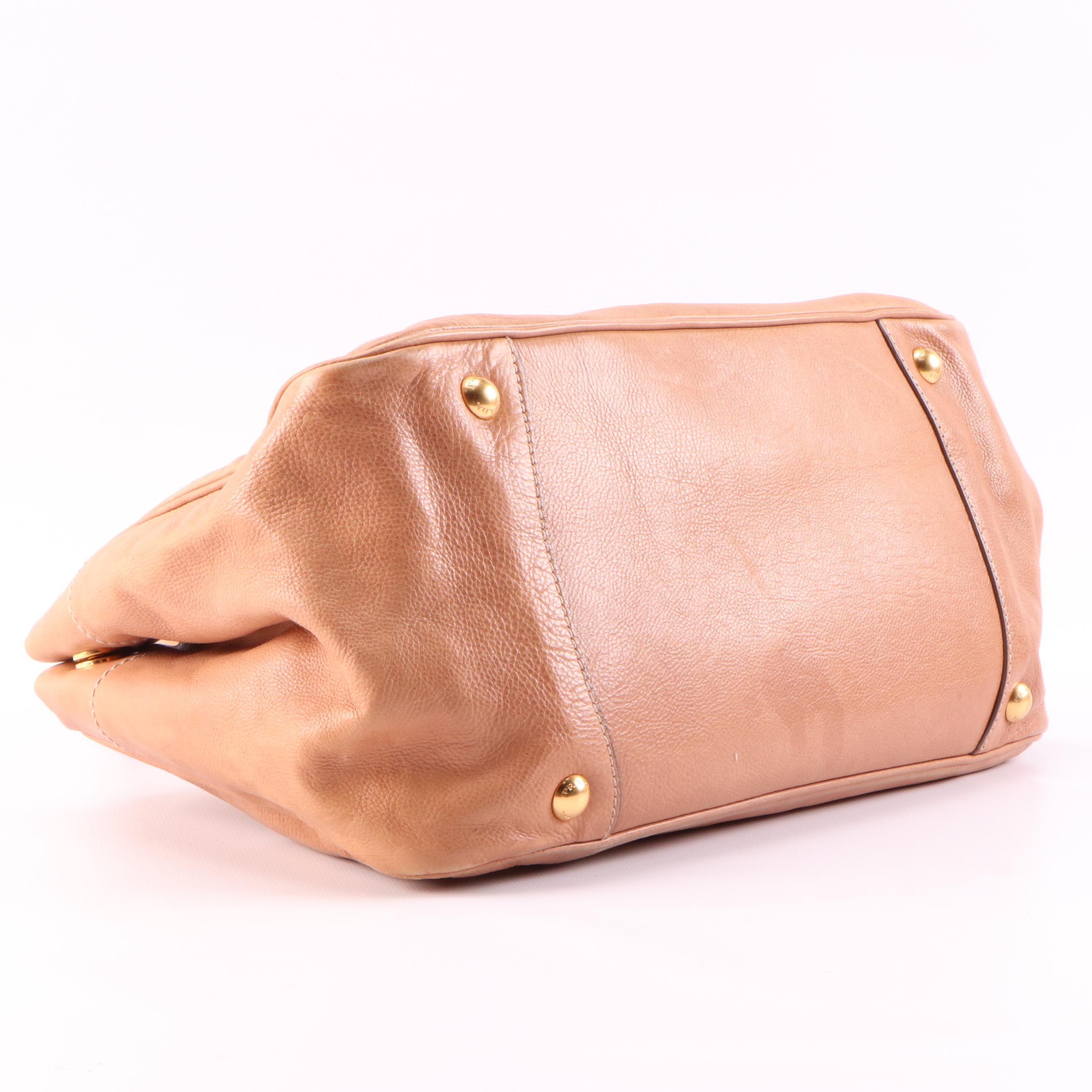 Prada Tan Vitello Daino Calf Leather Two-Way Satchel