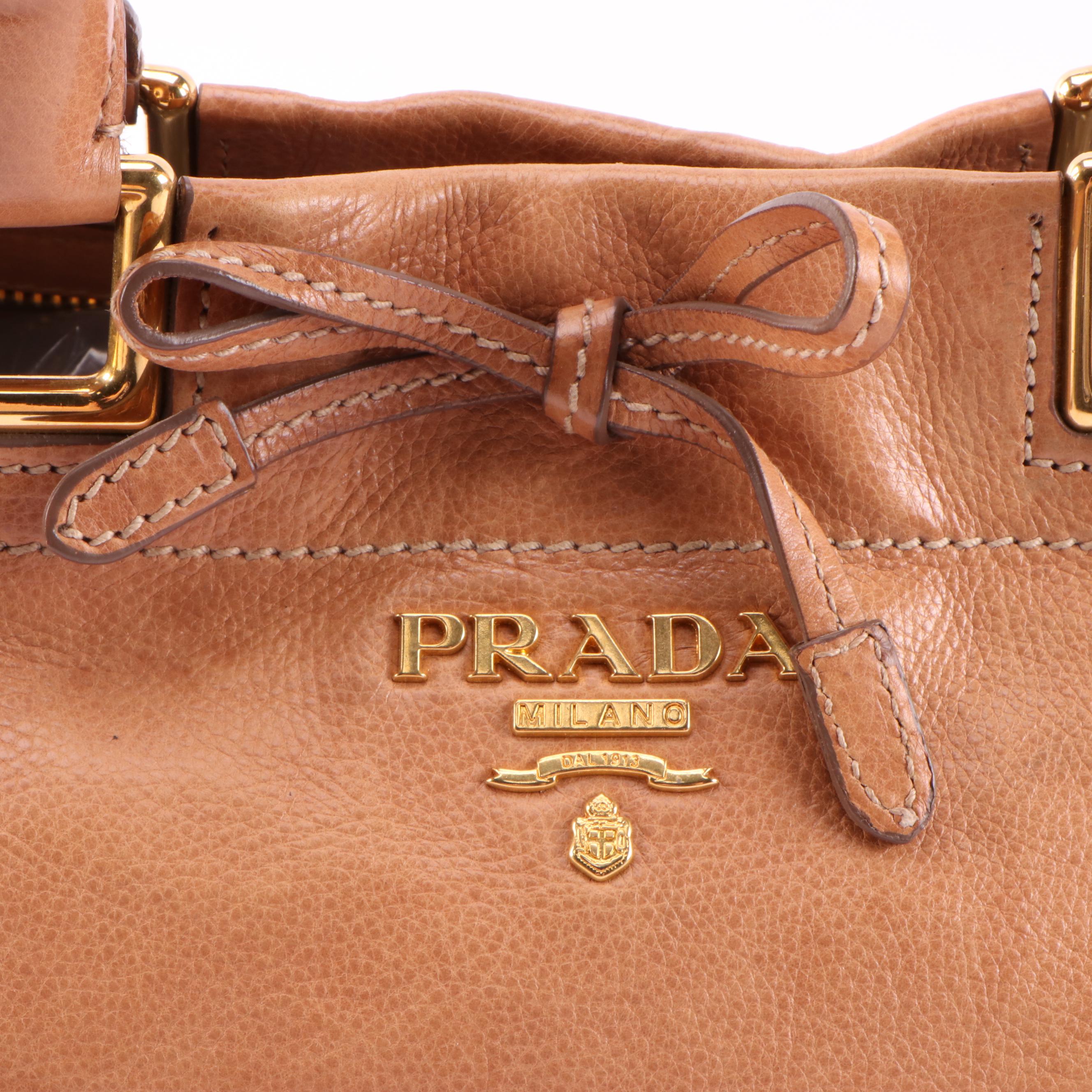 Prada Tan Vitello Daino Calf Leather Two-Way Satchel
