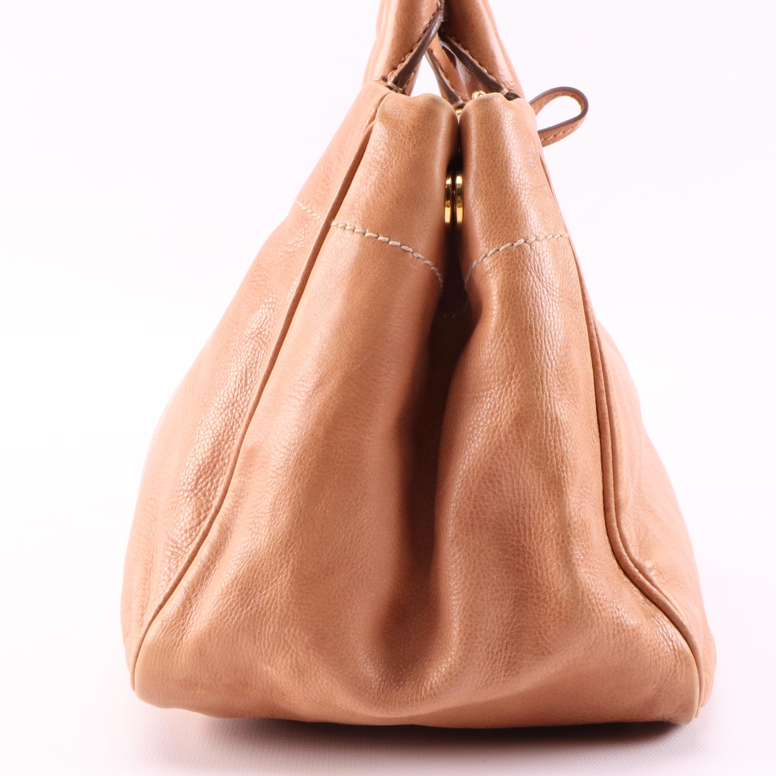 Prada Tan Vitello Daino Calf Leather Two-Way Satchel