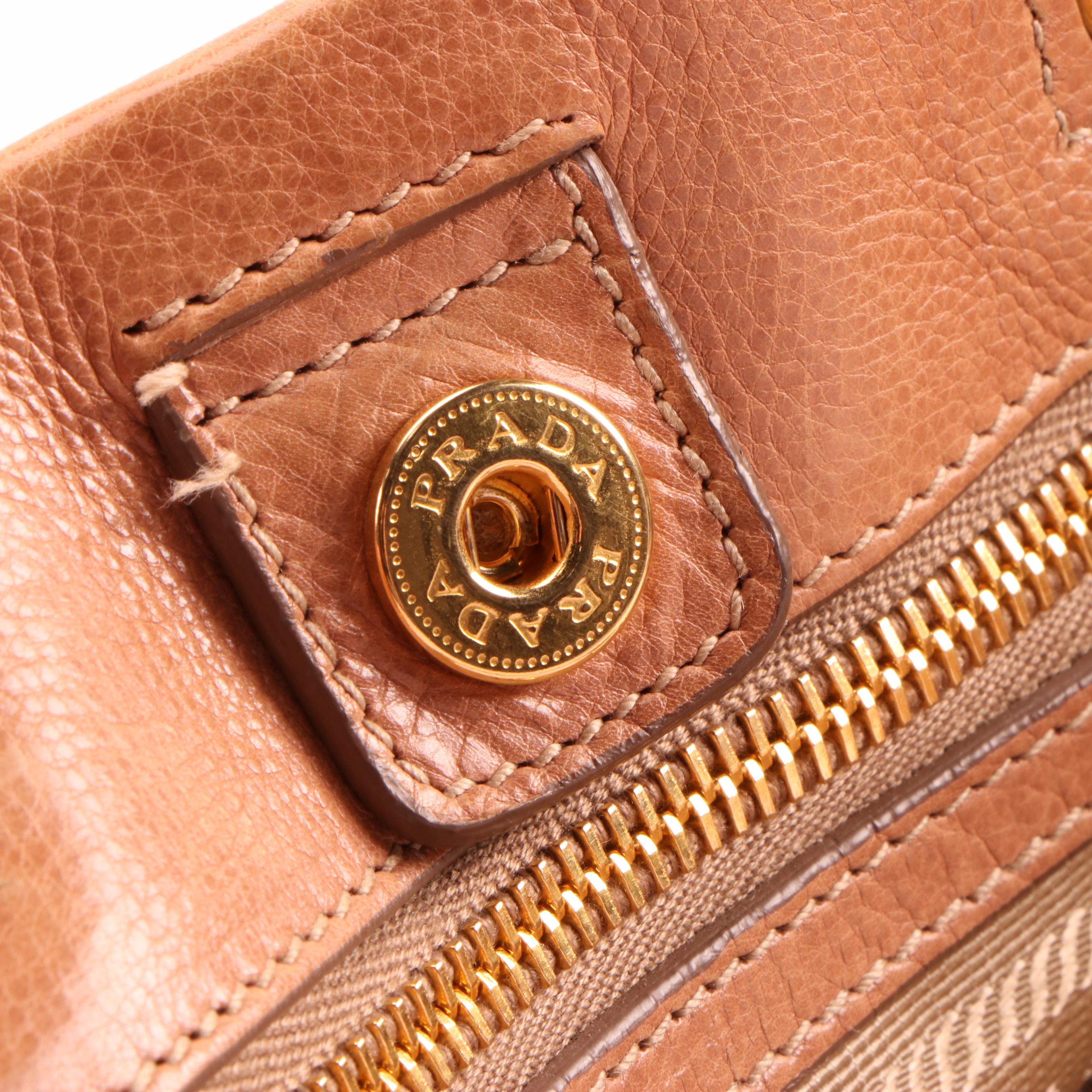 Prada Tan Vitello Daino Calf Leather Two-Way Satchel