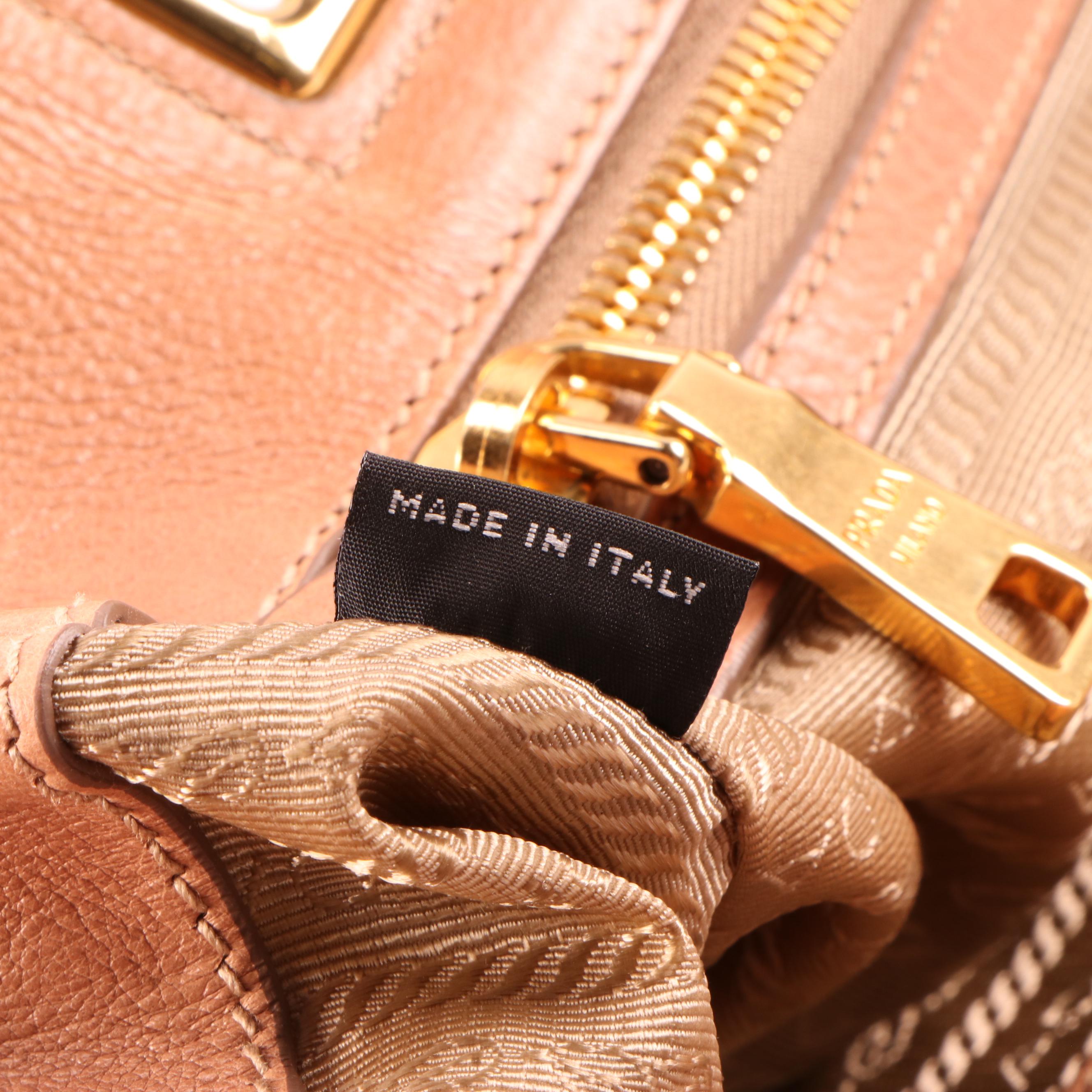 Prada Tan Vitello Daino Calf Leather Two-Way Satchel