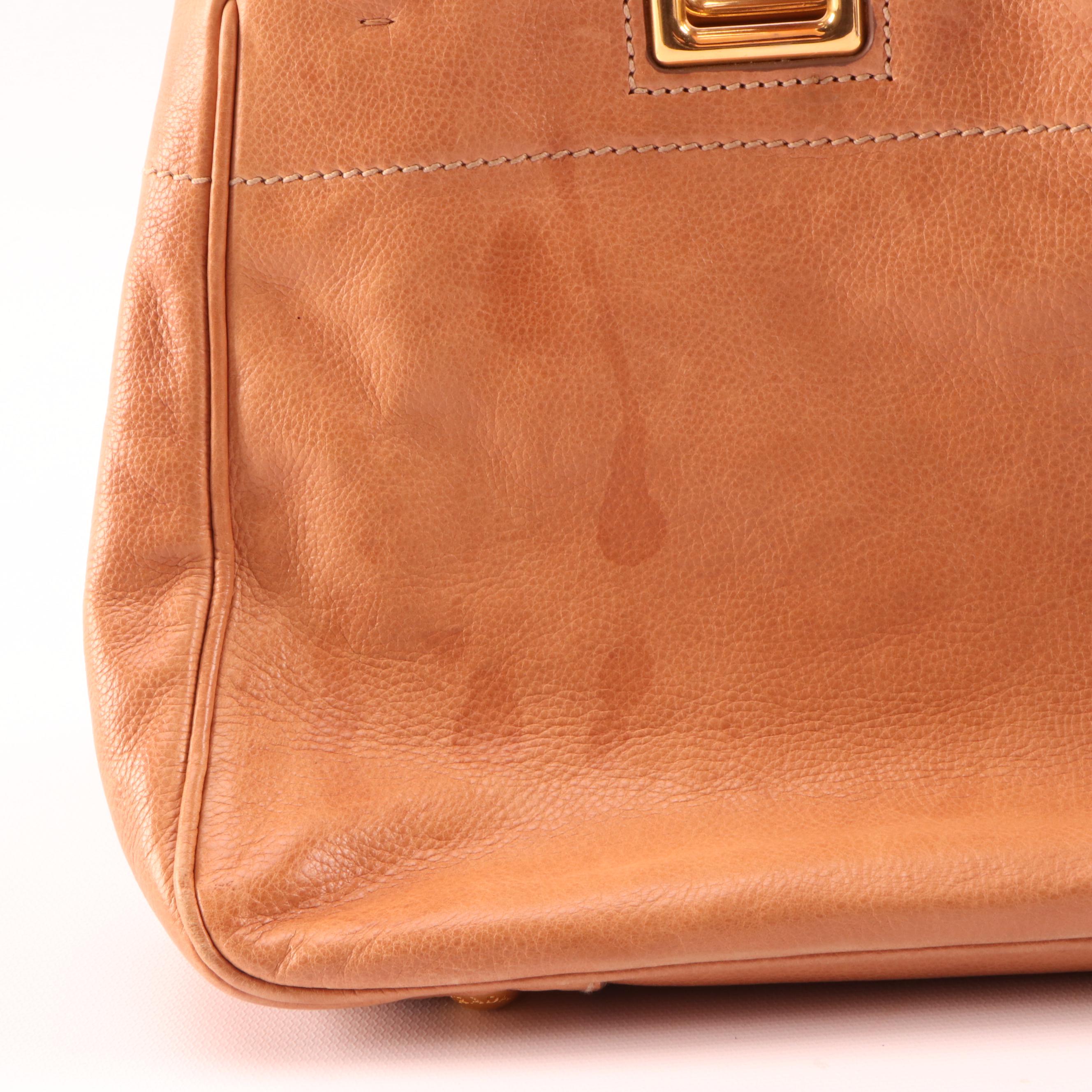 Prada Tan Vitello Daino Calf Leather Two-Way Satchel