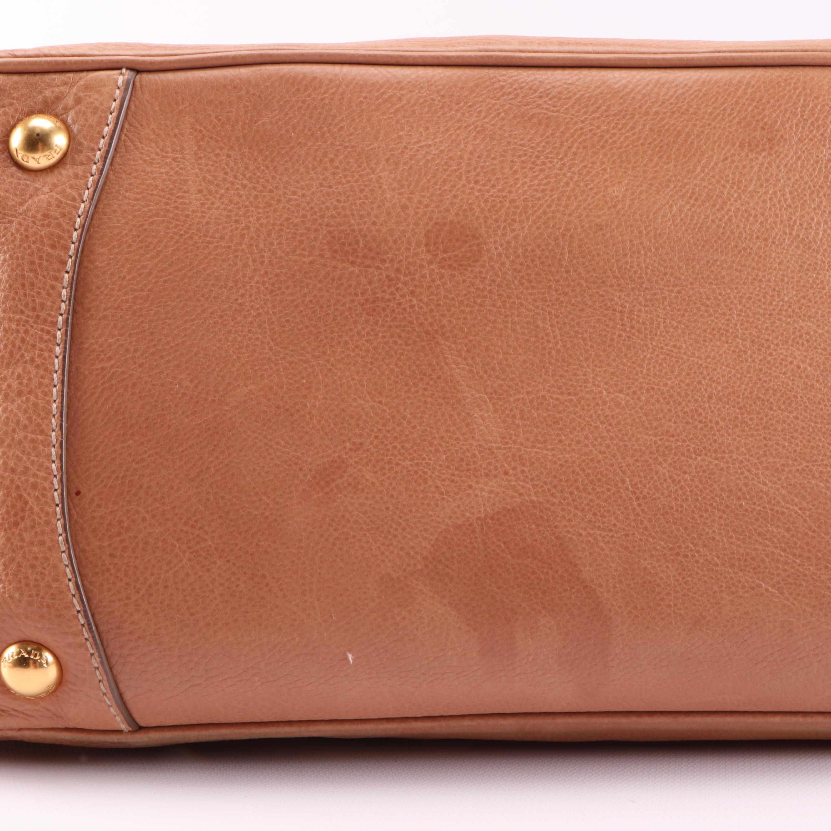 Prada Tan Vitello Daino Calf Leather Two-Way Satchel