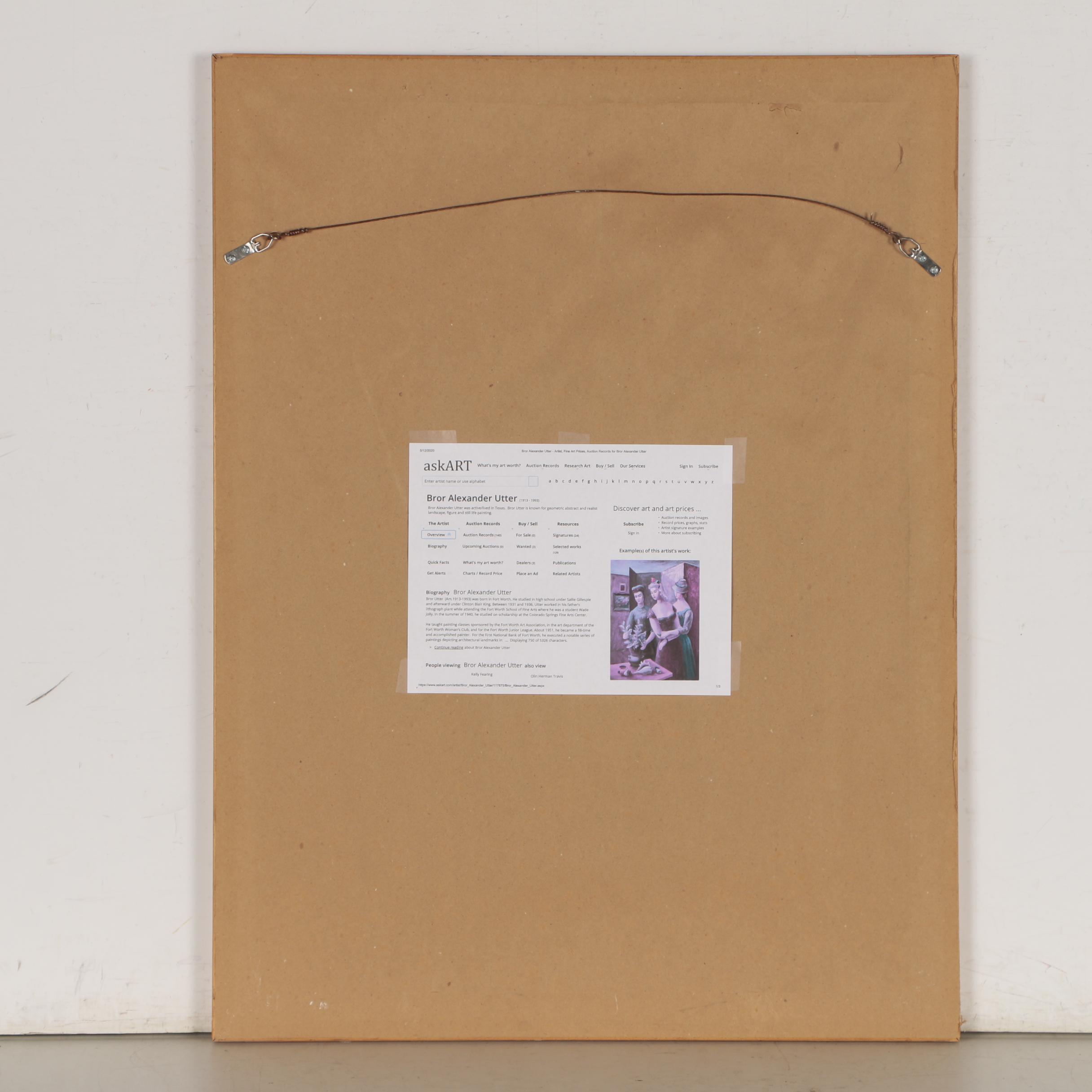 Bror Utter Modernist Figural Watercolor Painting, 1960