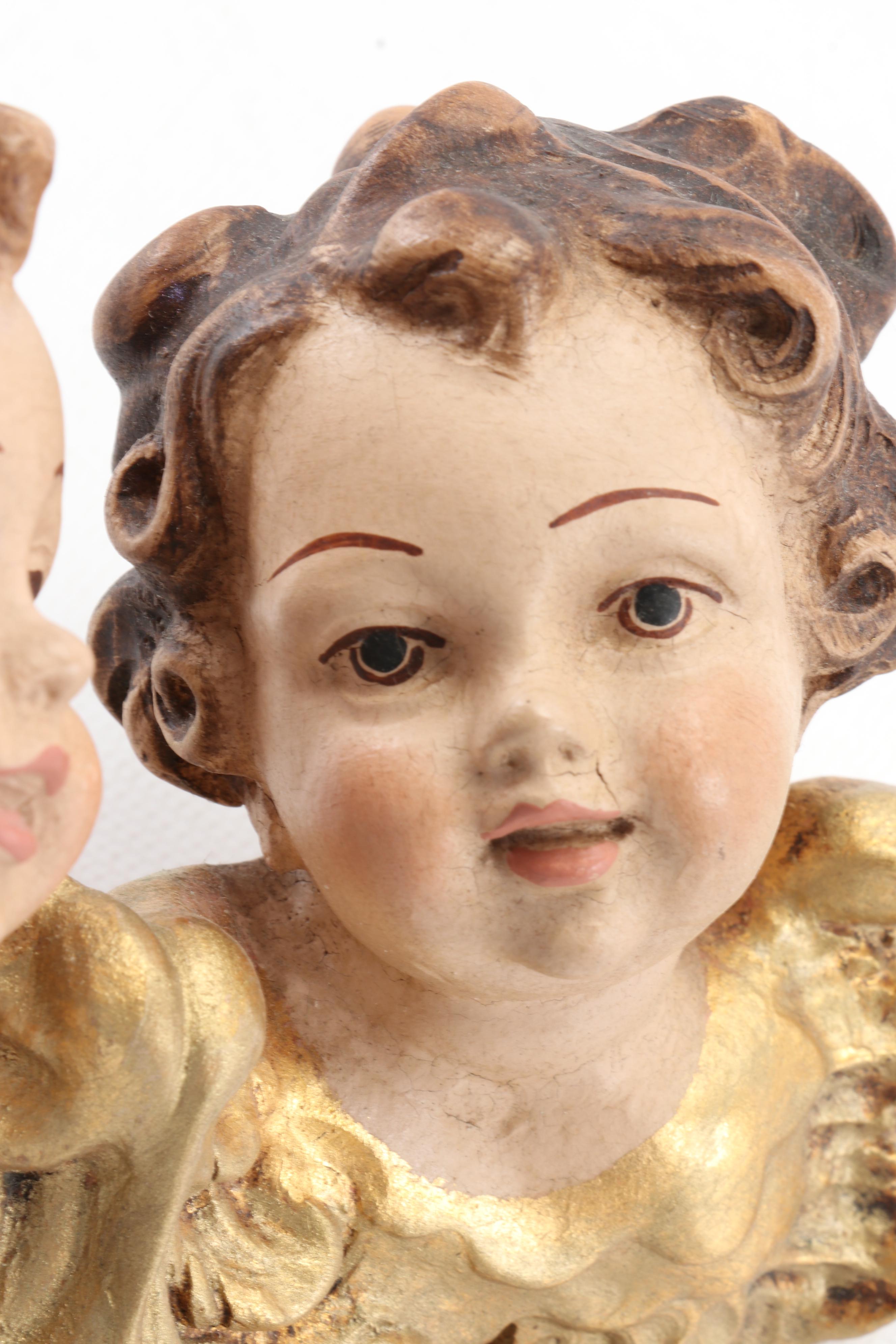 German Carved Mountain Maple Wood Angel Figurines