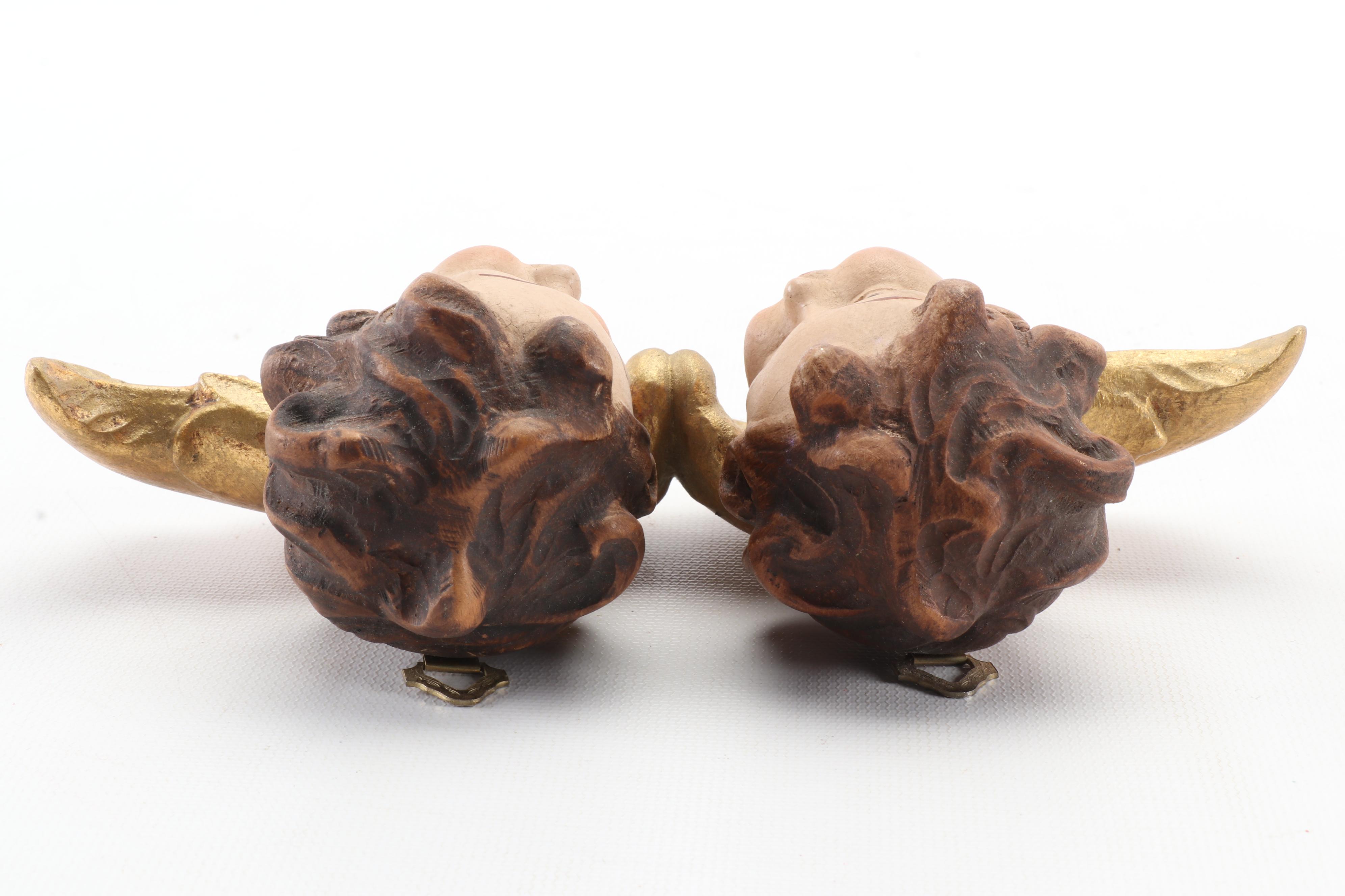 German Carved Mountain Maple Wood Angel Figurines