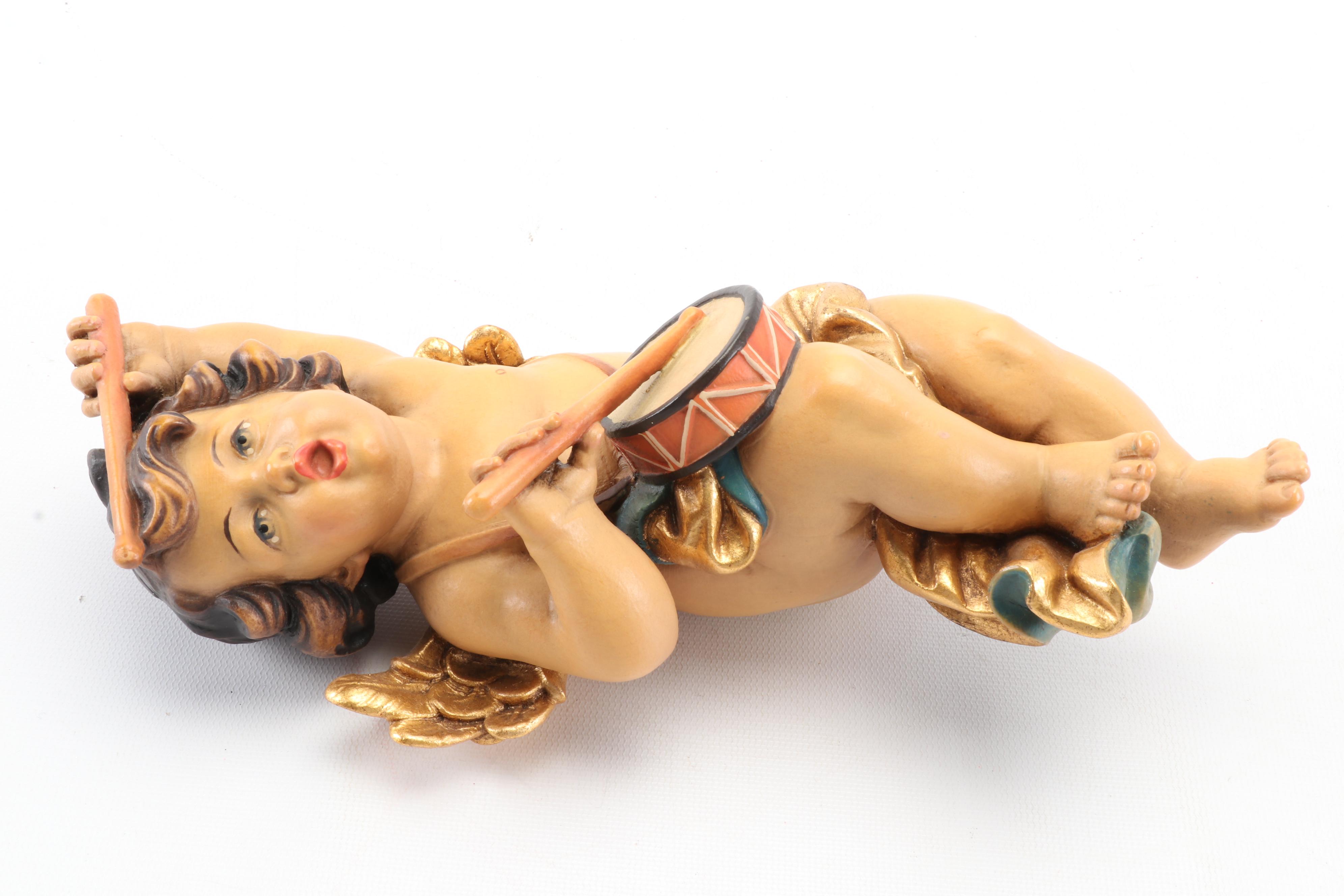 German Carved Mountain Maple Wood Angel Figurines