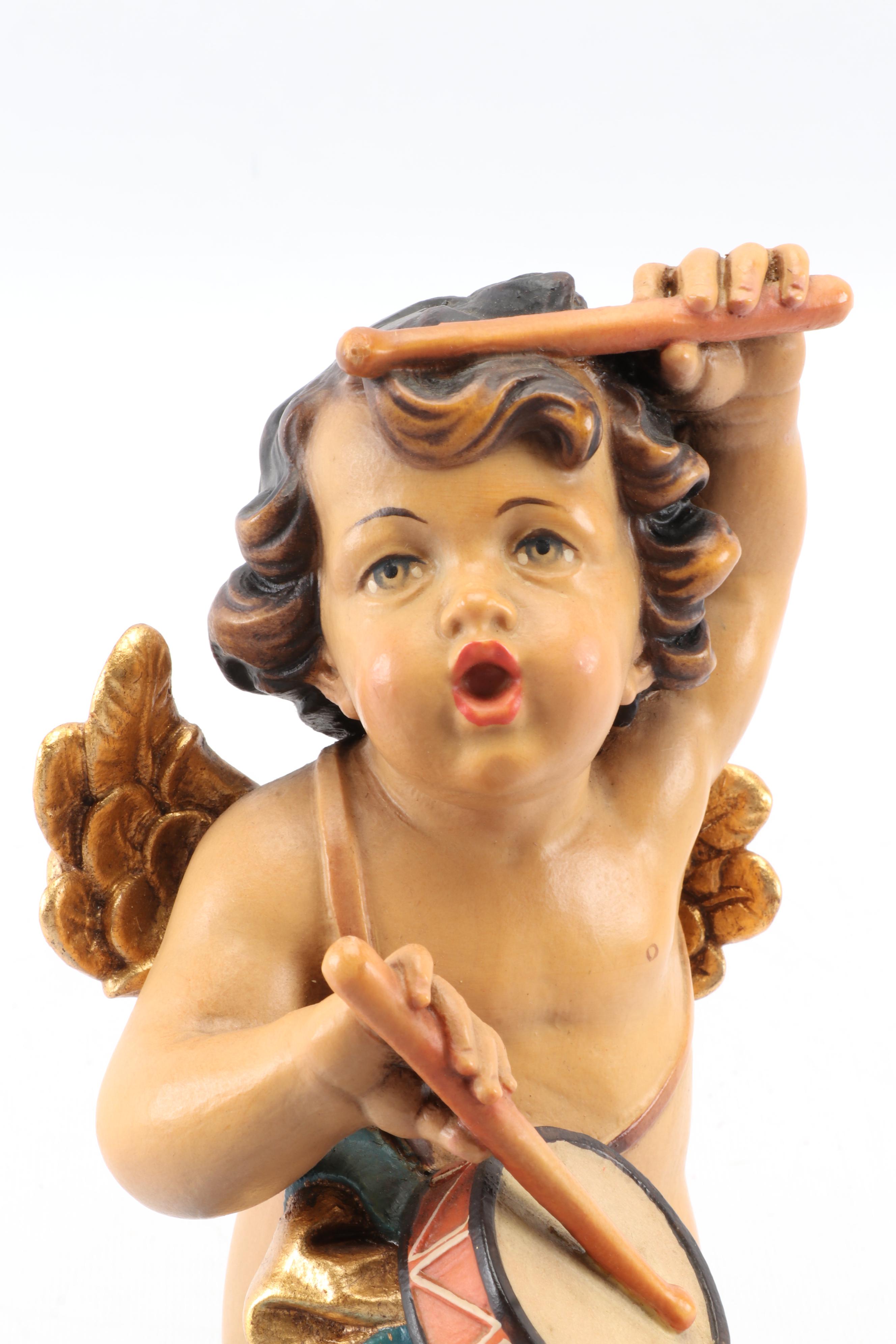 German Carved Mountain Maple Wood Angel Figurines