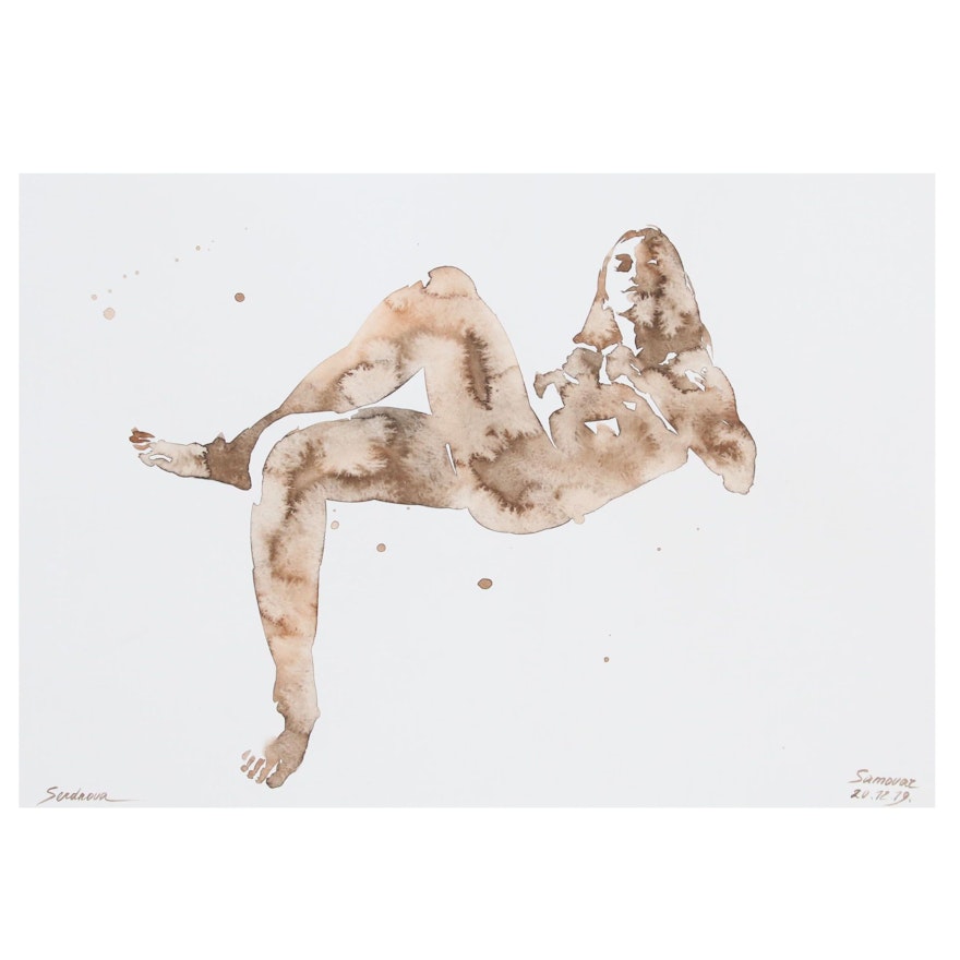 Anastasija Serdnova Abstract Female Nude Watercolor Painting