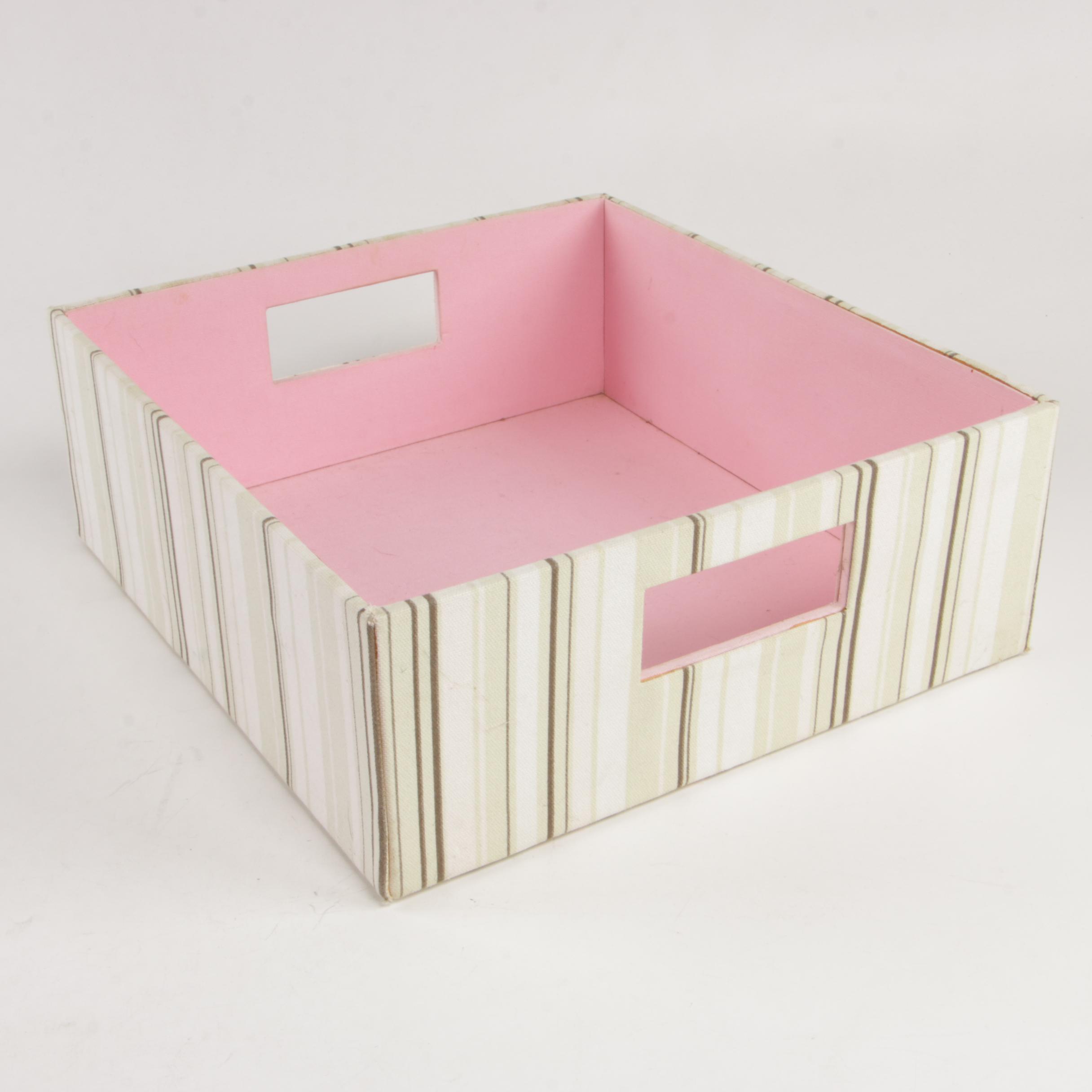 Pottery Barn Pink Striped Storage and Document Boxes