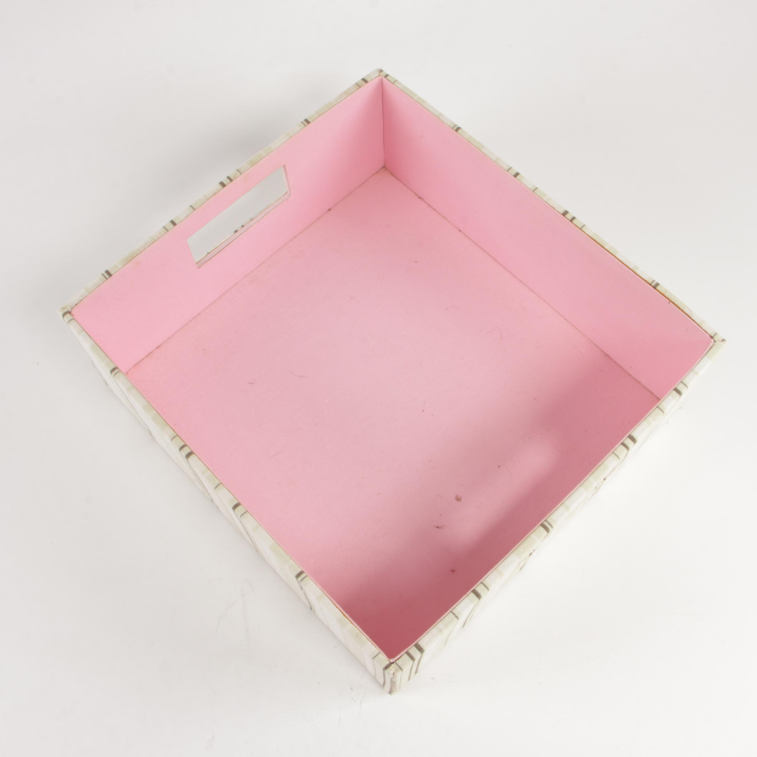 Pottery Barn Pink Striped Storage and Document Boxes