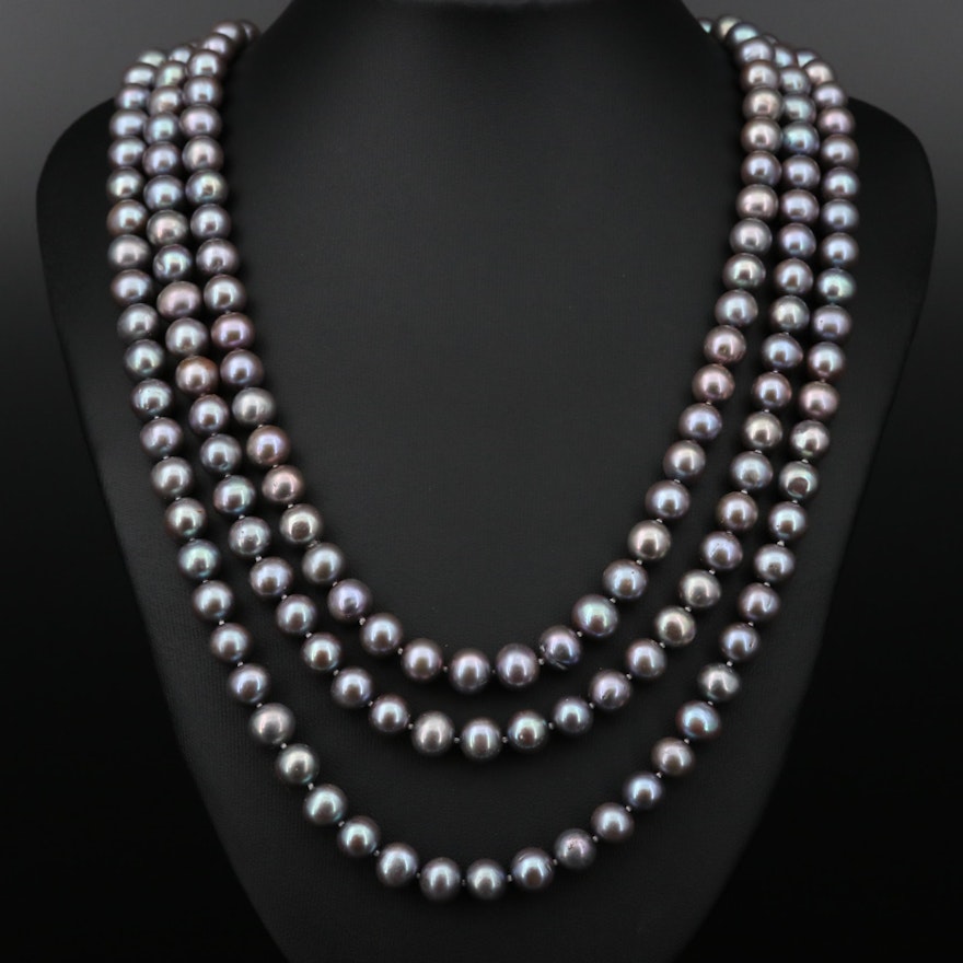 Pearl Multi-Strand Necklace with 14K Gold Clasp