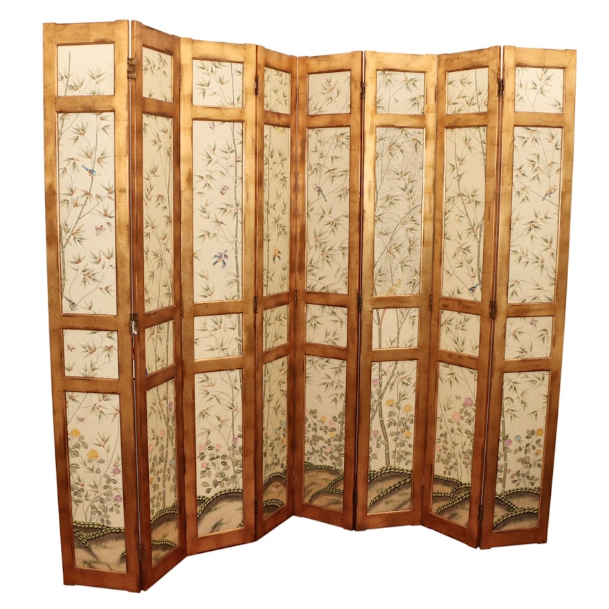 Clossons Bamboo Motif Eight-Panel Folding Room Divider Screen