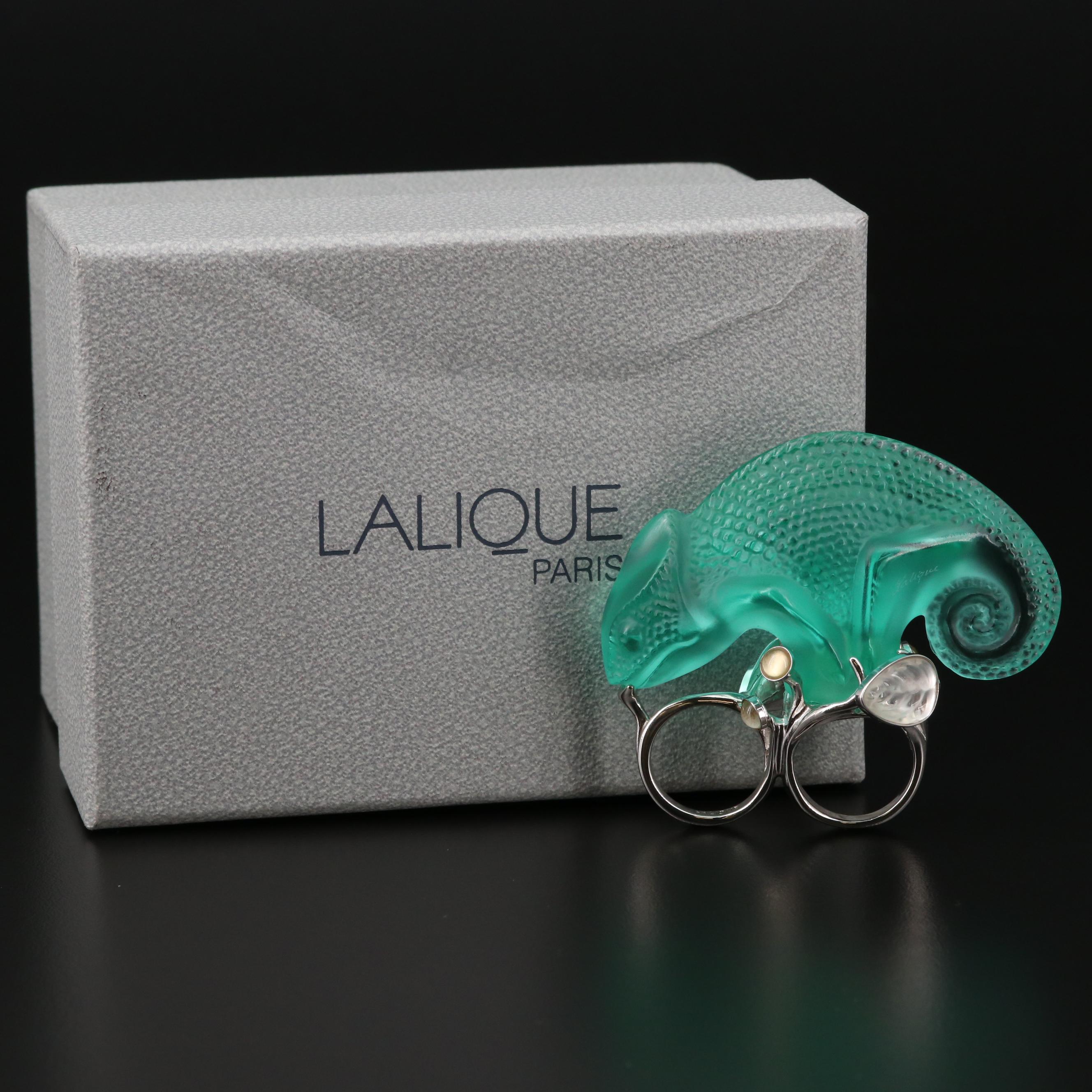 Lalique Sterling Silver Crystal Chameleon Ring