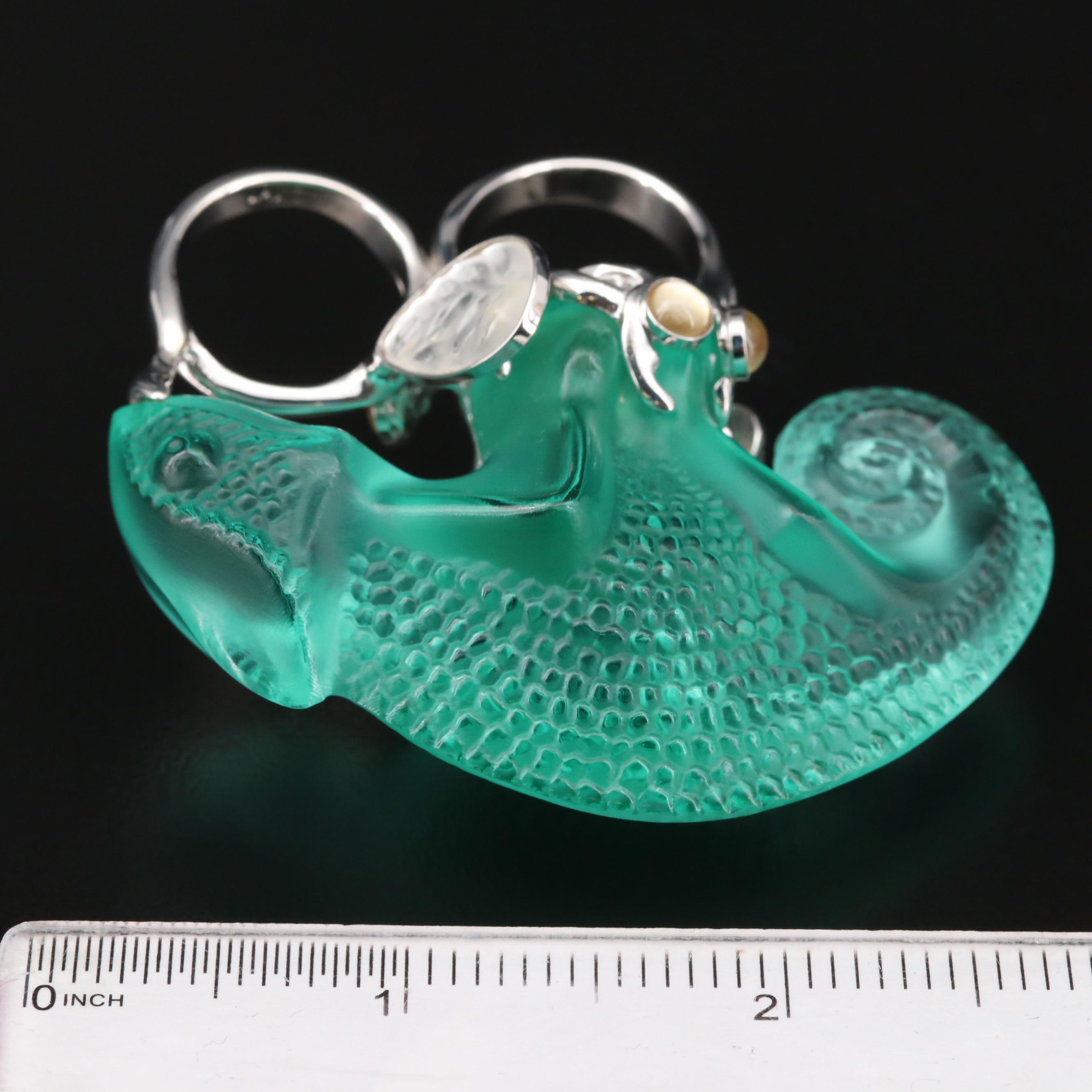 Lalique Sterling Silver Crystal Chameleon Ring