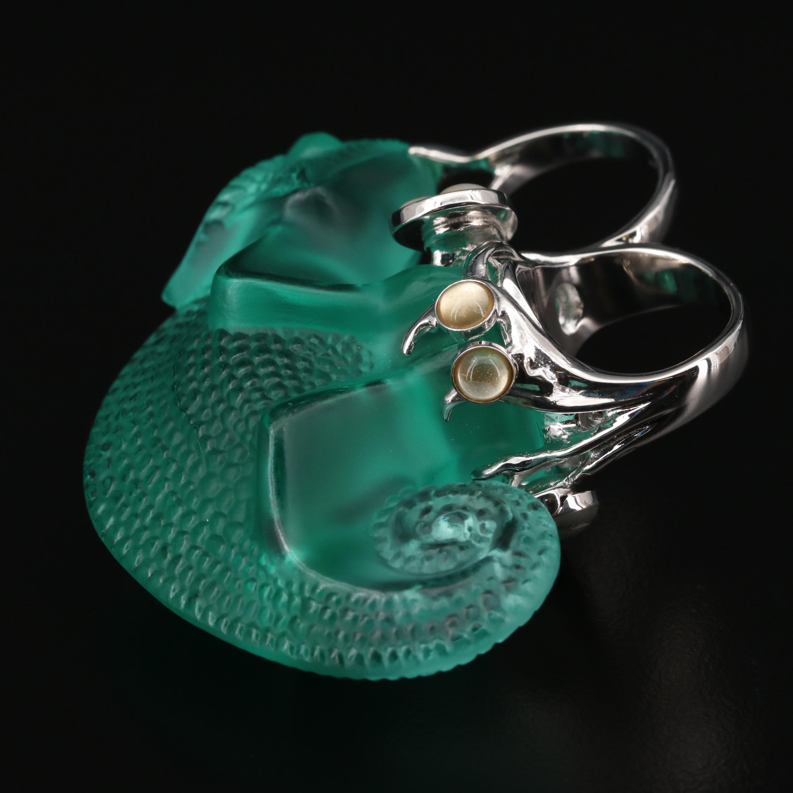 Lalique Sterling Silver Crystal Chameleon Ring