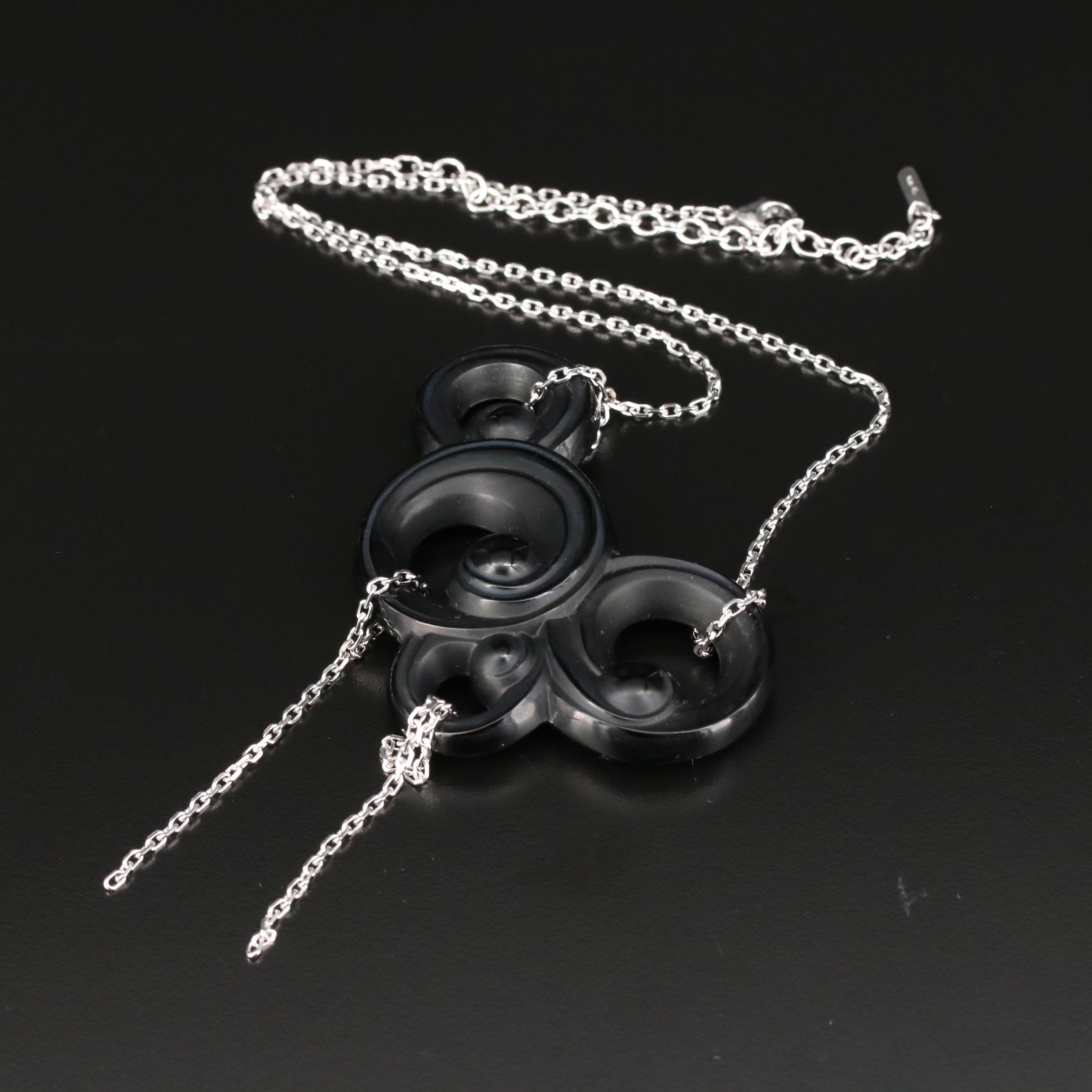 Lalique "Lijiang Noir" Sterling Crystal Necklace