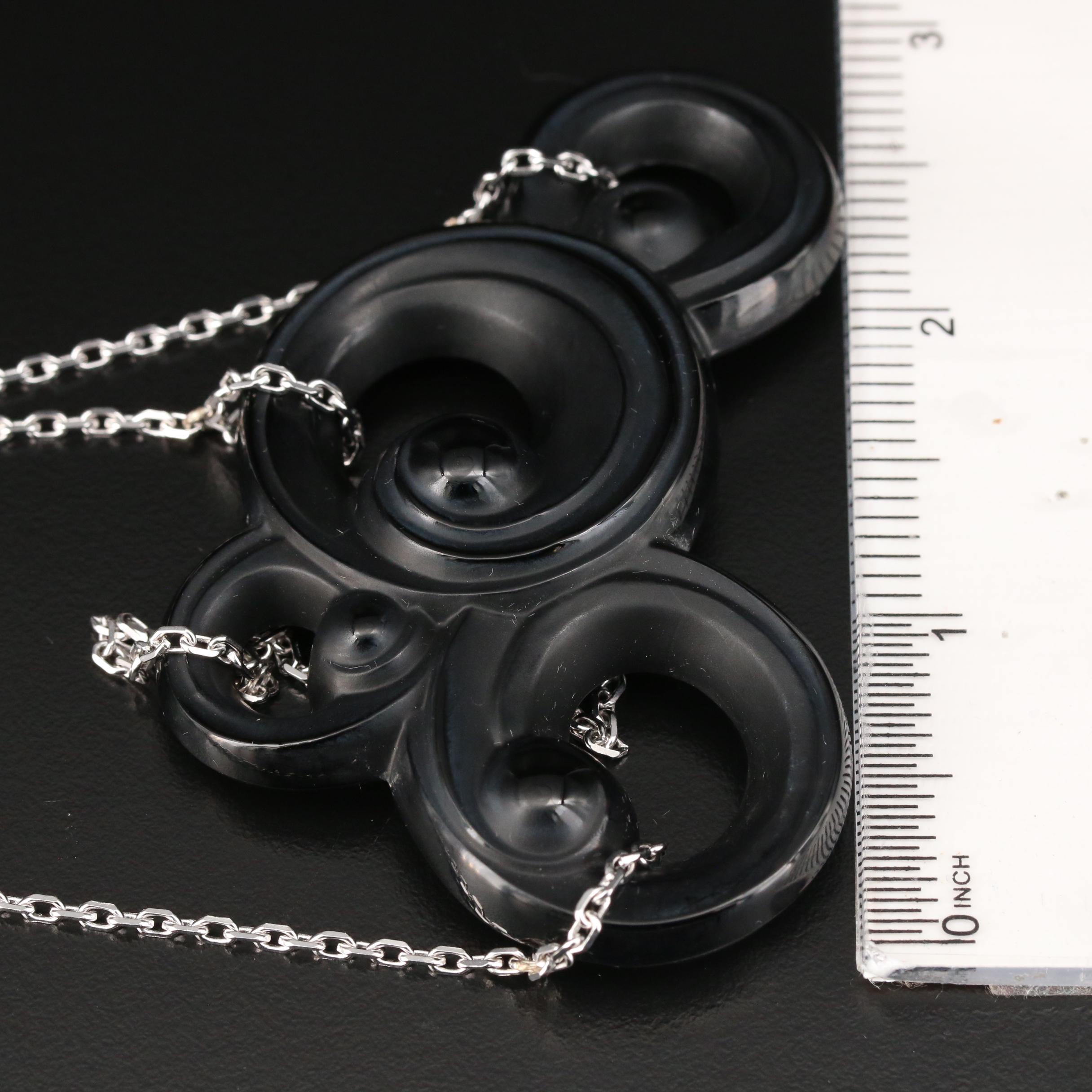 Lalique "Lijiang Noir" Sterling Crystal Necklace
