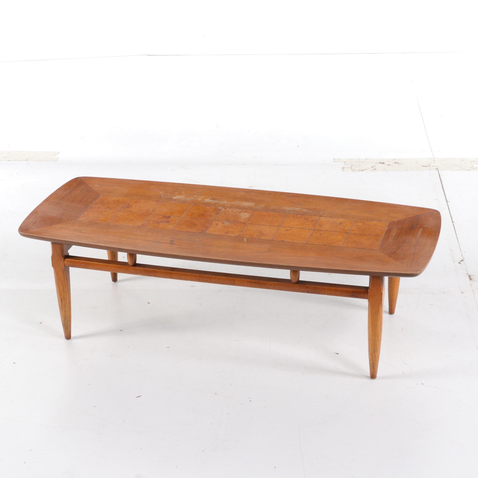Lane Mid Century Modern Walnut Coffee and Side Table