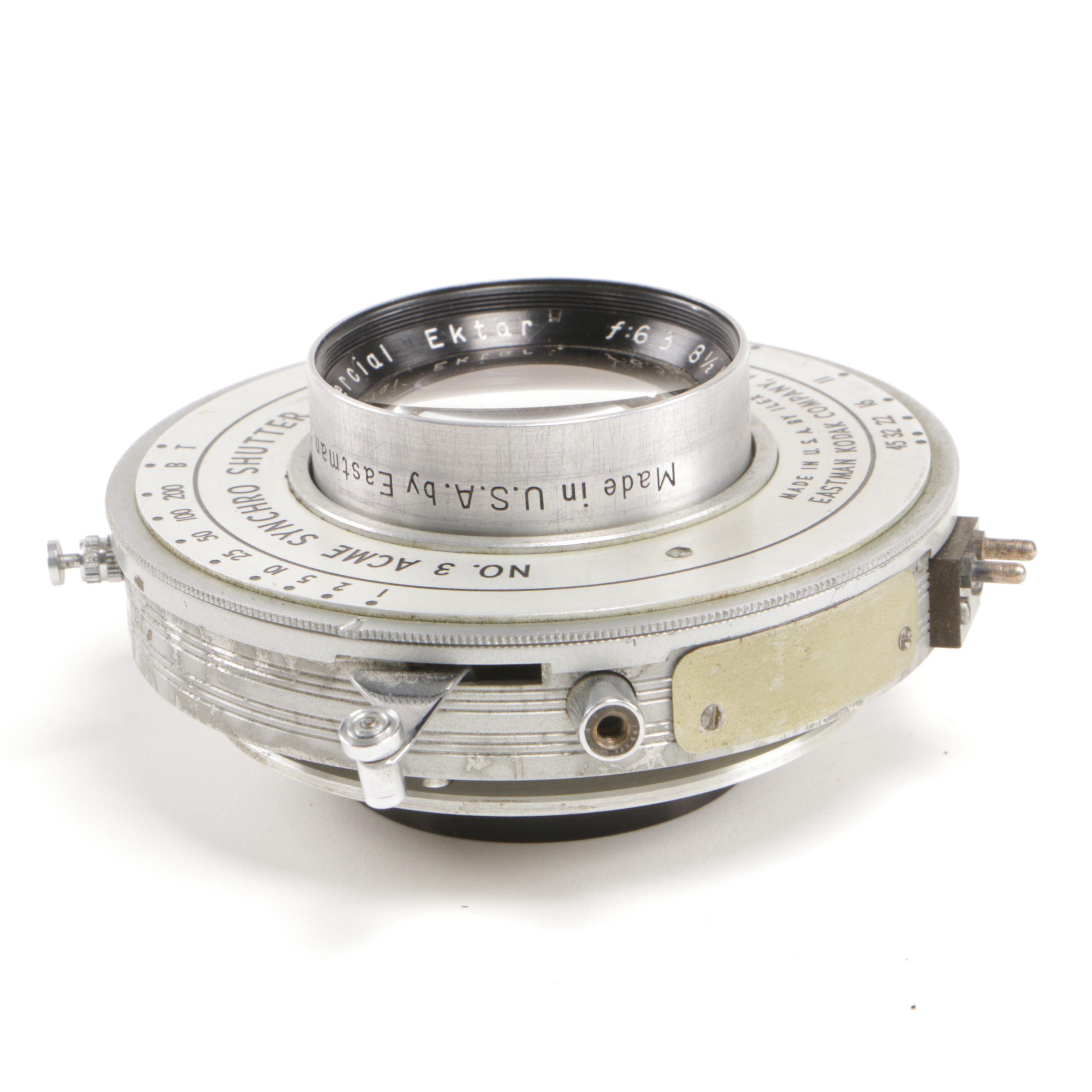 Kodak Commercial Ektar 8 1/2" Lens with No. 3 Acme Synchro Shutter and Filters