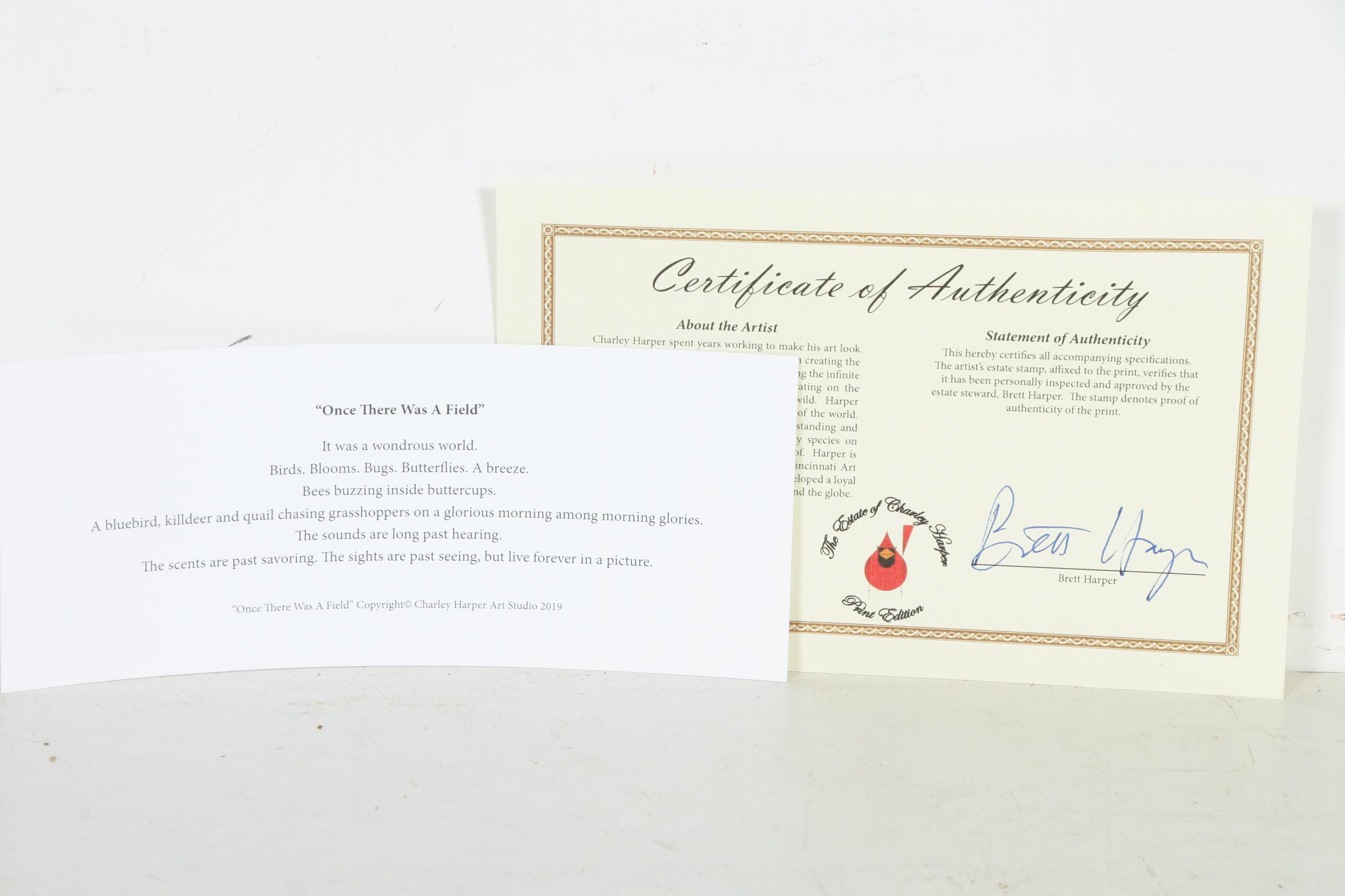 Offset Lithograph after Charley Harper "Once There Was a Field"