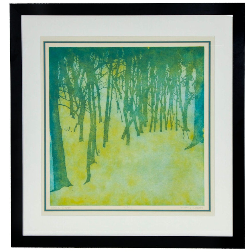 Richard Casey Color Etching "Spring Slope", Late 20th Century