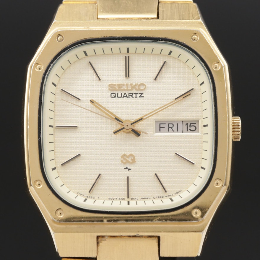 Vintage Seiko "SQ" Gold Tone Quartz Wristwatch