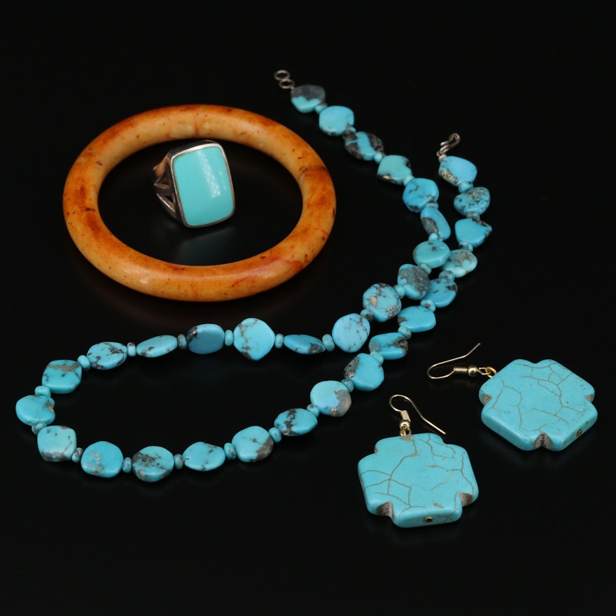 Sterling Silver Jewelry with Calcite, Turquoise and Magnesite