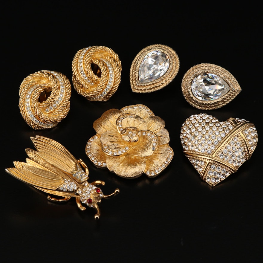 Christian Dior, Edwin Pearl, Garnay and Ginnie Johnson Brooches and Earrings