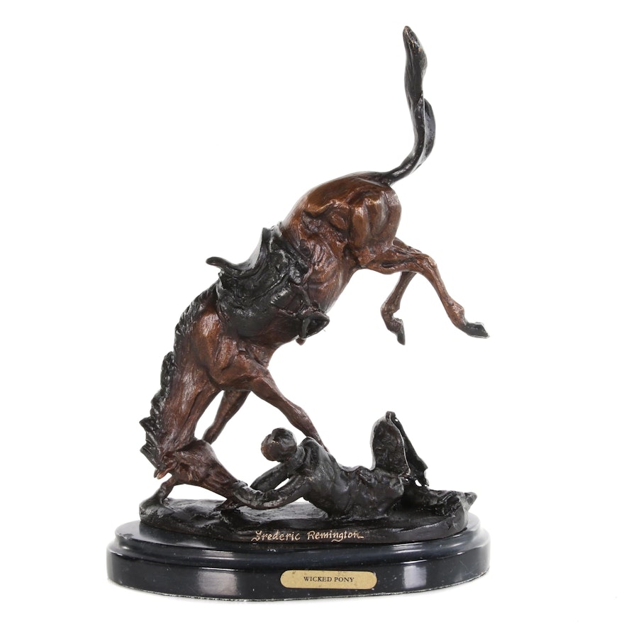 Brass Sculpture after Frederic Remington "Wicked Pony"