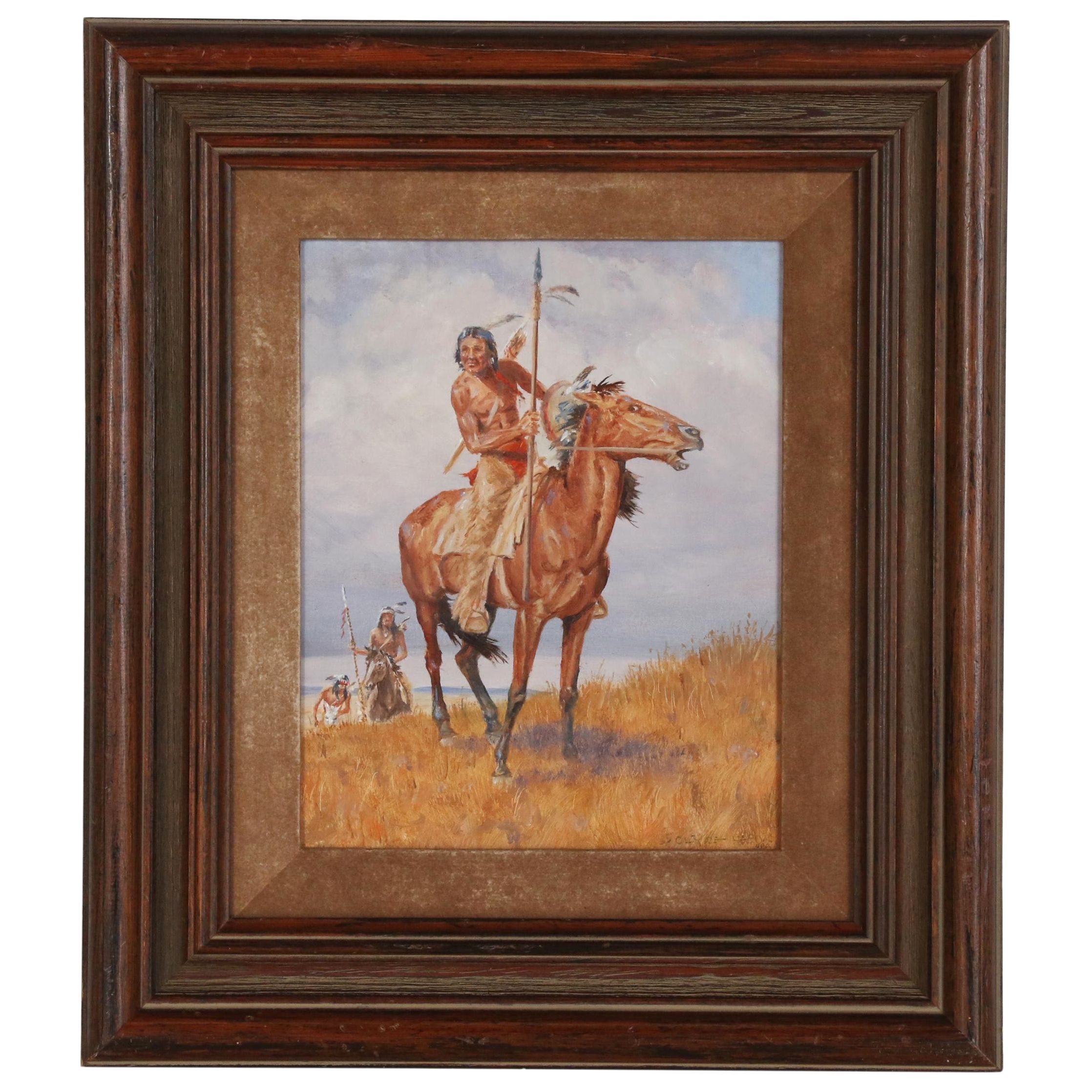 Clyde Heron Oil Painting of Native Americans on Horseback