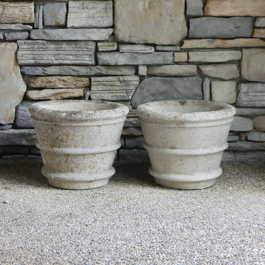 Pair of Outdoor Concrete Planters