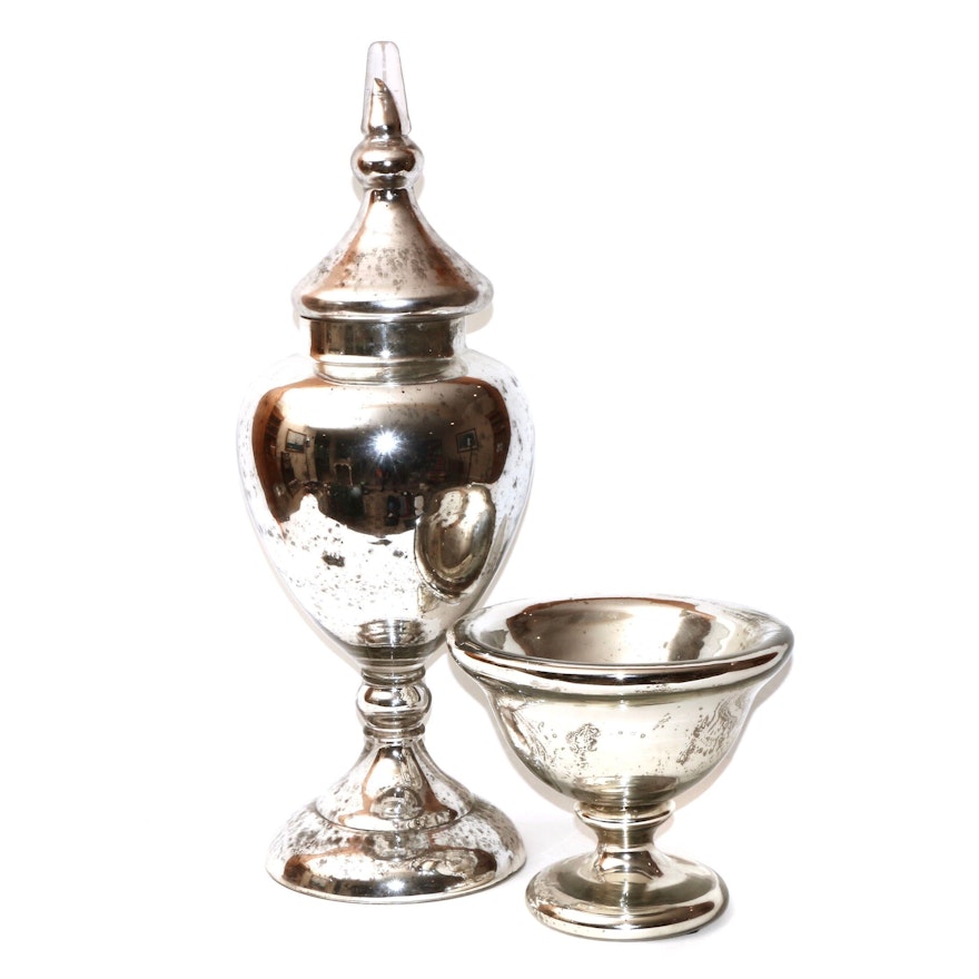 Ballard Designs Mercury Glass Urn and Bowl