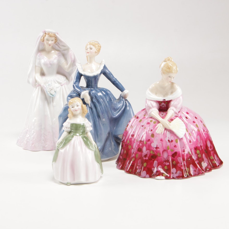 Royal Doulton China Figurines Including "Victoria" and "Fragrance"