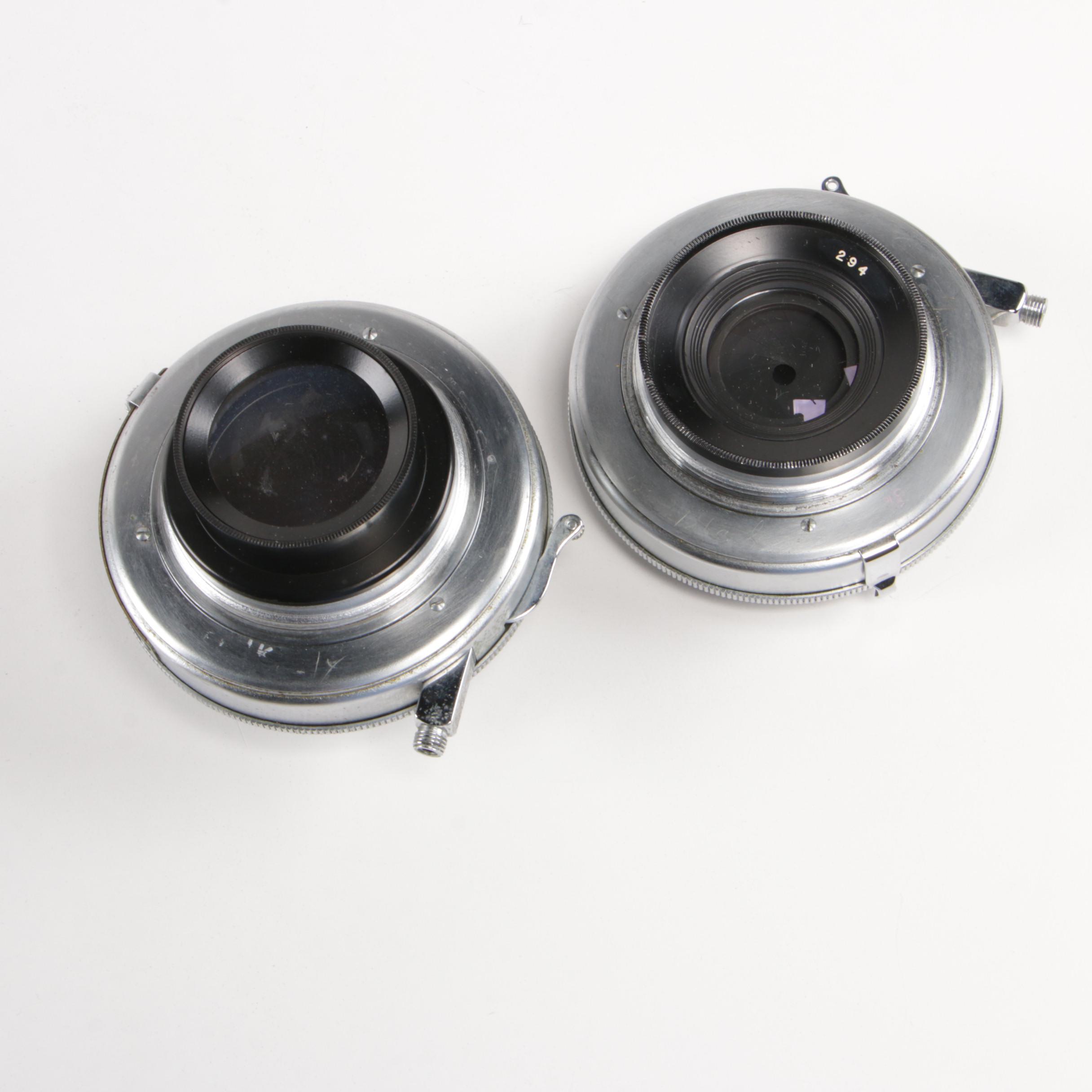 Goerz Dagor 9.5in f/6.8 Camera Lens with Wollensak Camera Lenses