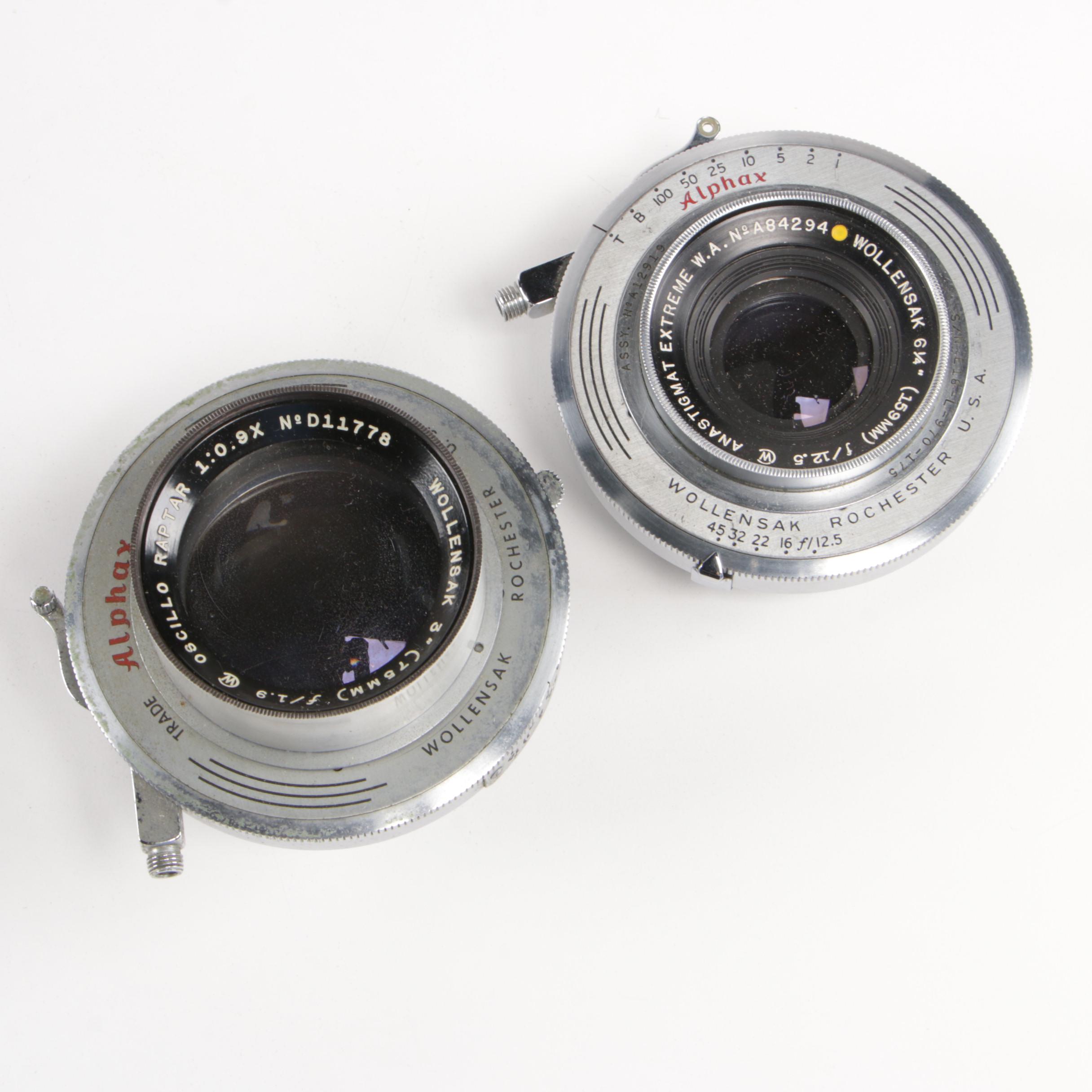 Goerz Dagor 9.5in f/6.8 Camera Lens with Wollensak Camera Lenses