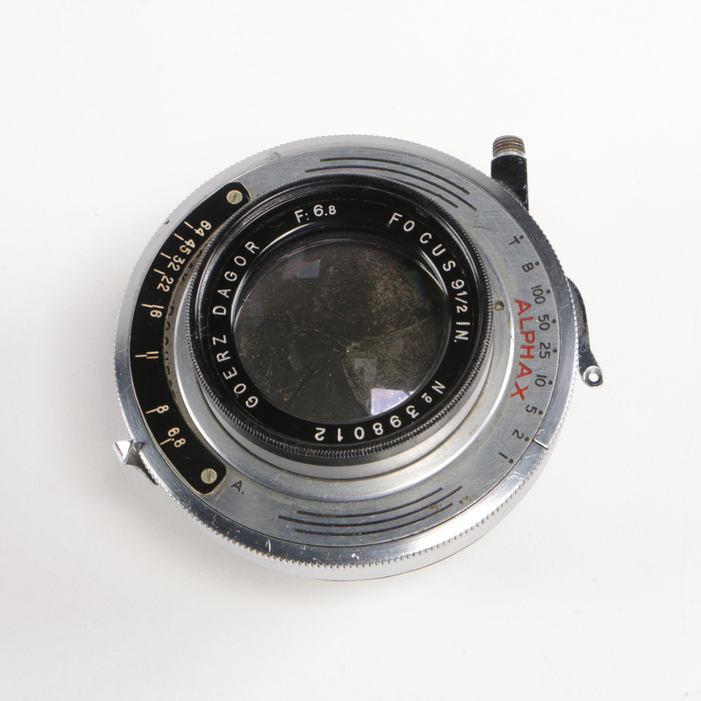 Goerz Dagor 9.5in f/6.8 Camera Lens with Wollensak Camera Lenses