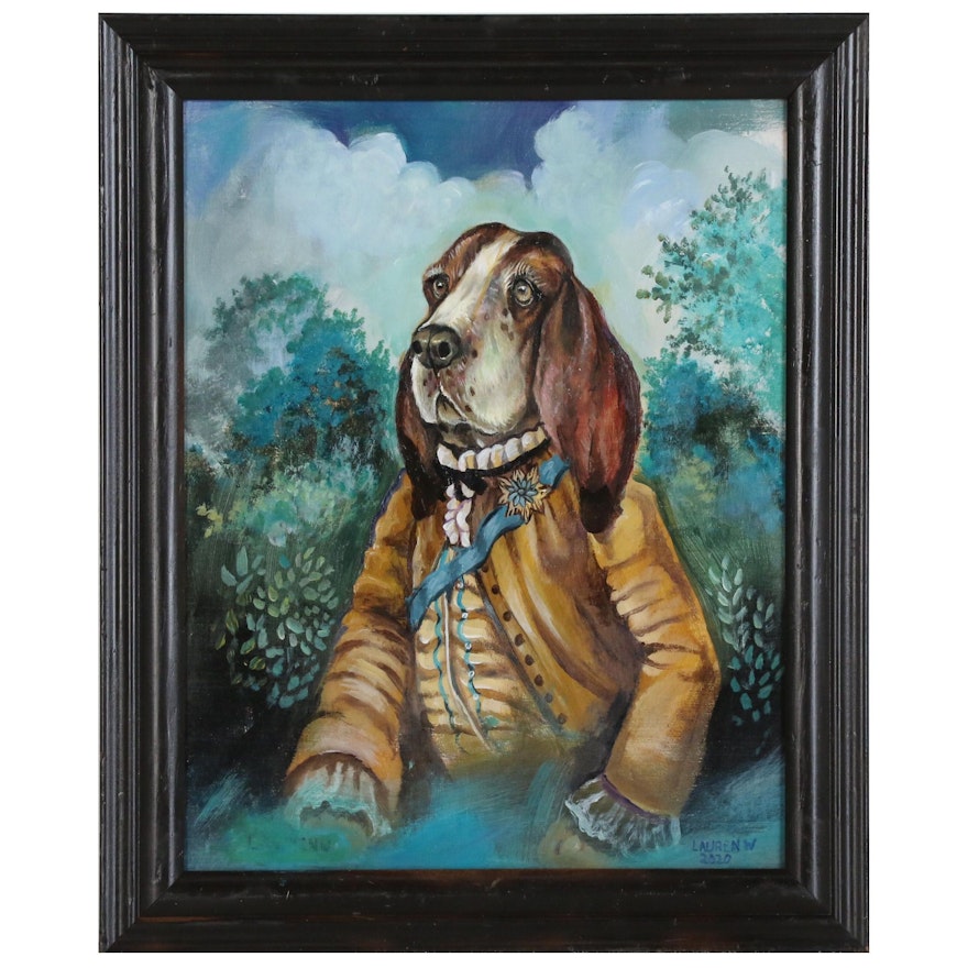 Acrylic Painting of Anthropomorphic Hound Dog