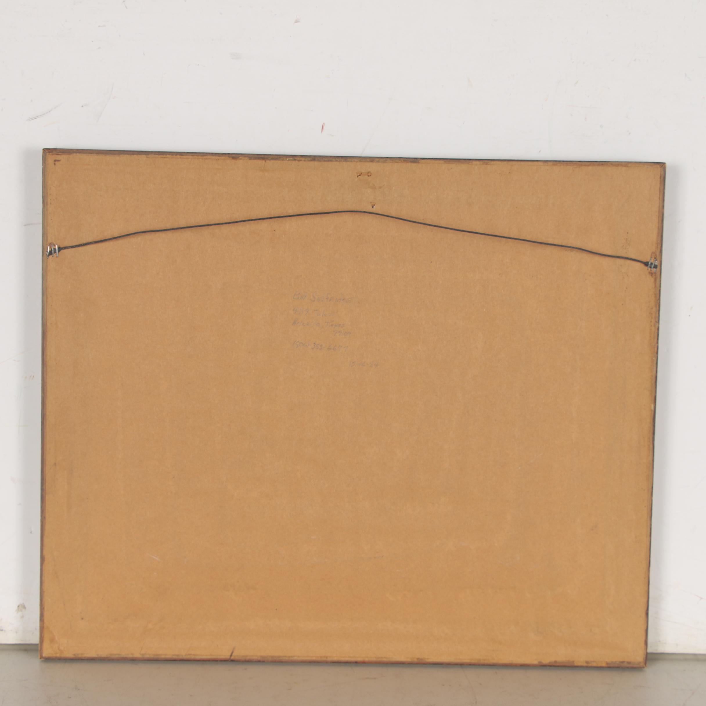 Bill Selfridge Winter Landscape Watercolor Painting with Turkey, 1984