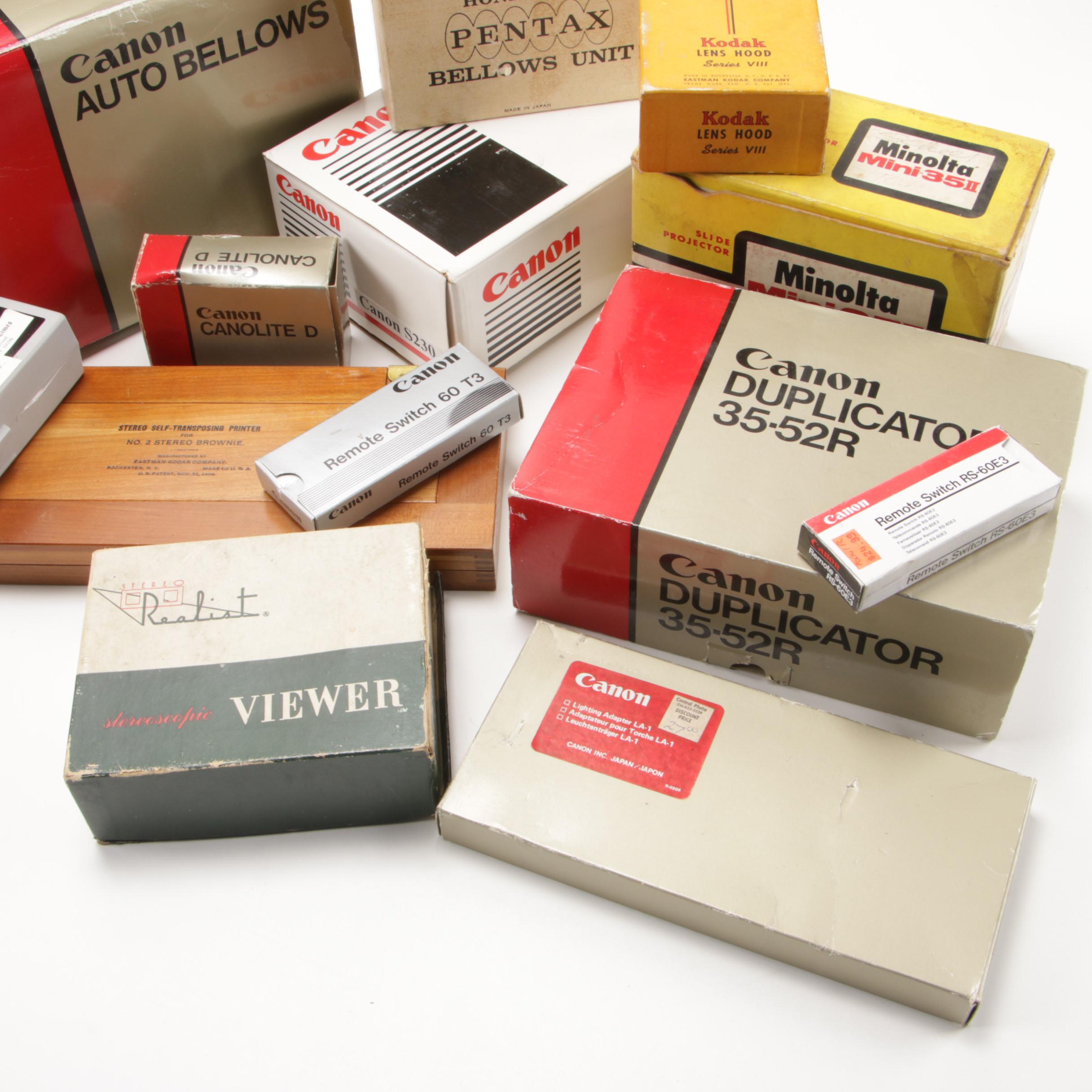 Minolta "Mini 35 II" Slide Projector with Canon Bellows Units, Mid-20th C.