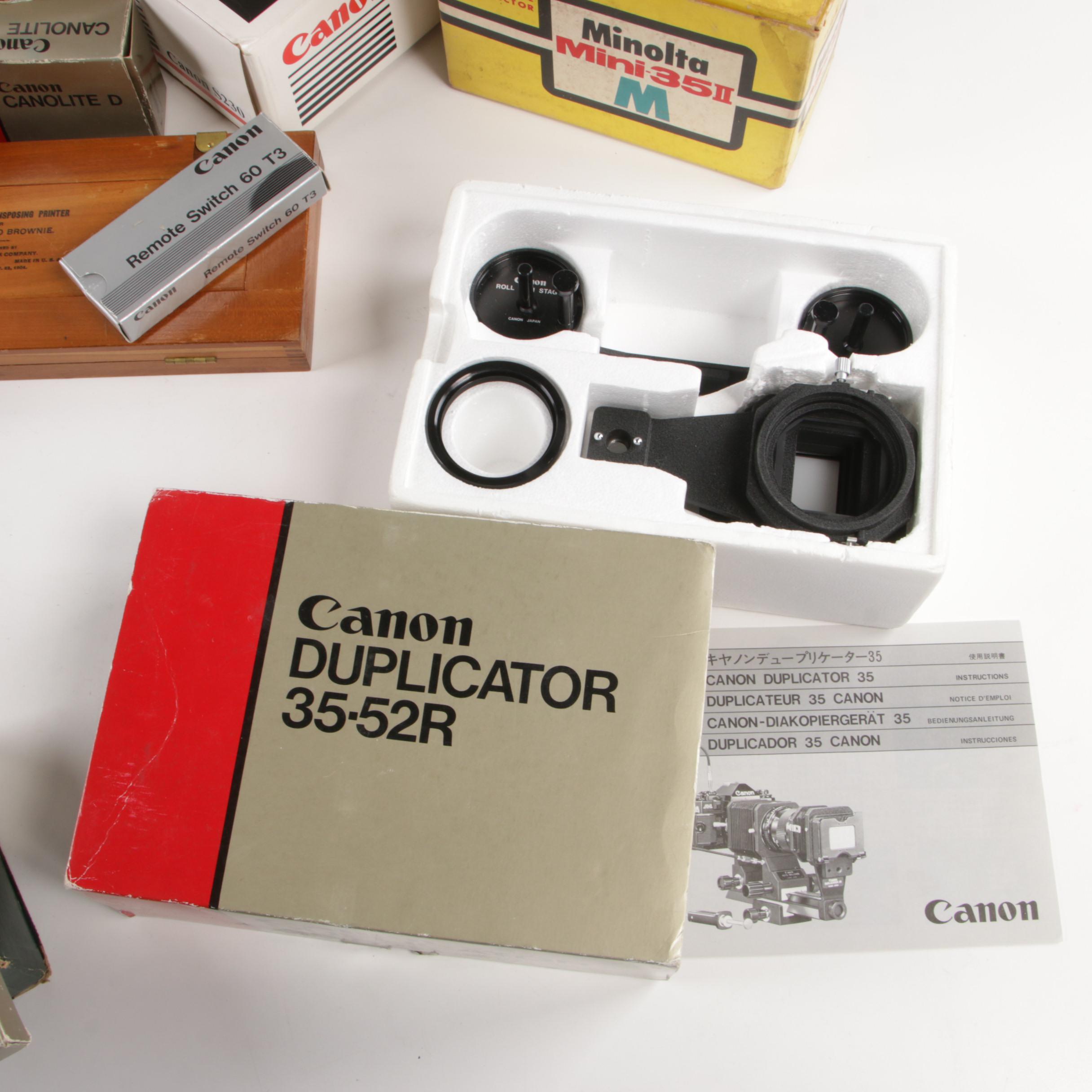 Minolta "Mini 35 II" Slide Projector with Canon Bellows Units, Mid-20th C.