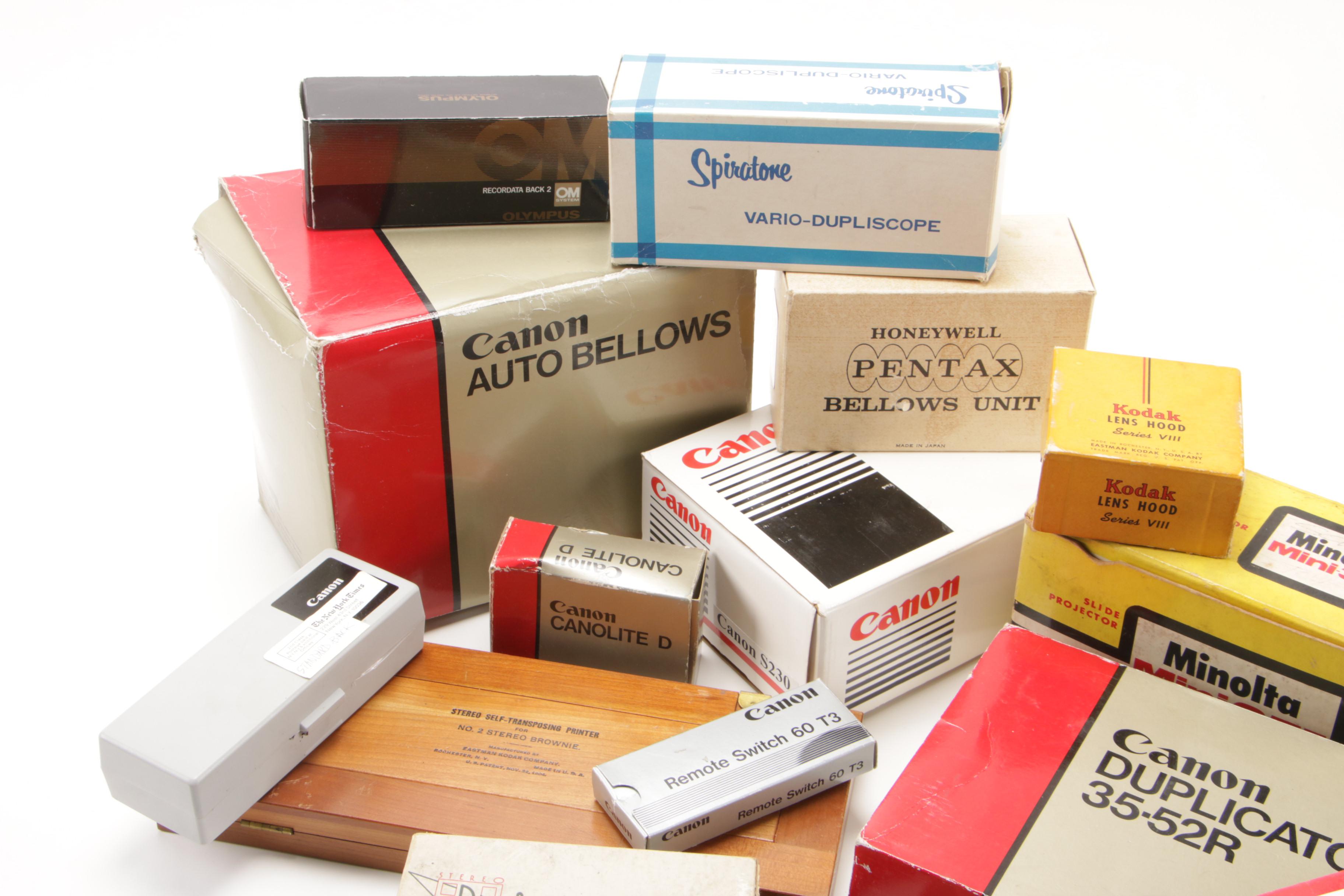 Minolta "Mini 35 II" Slide Projector with Canon Bellows Units, Mid-20th C.