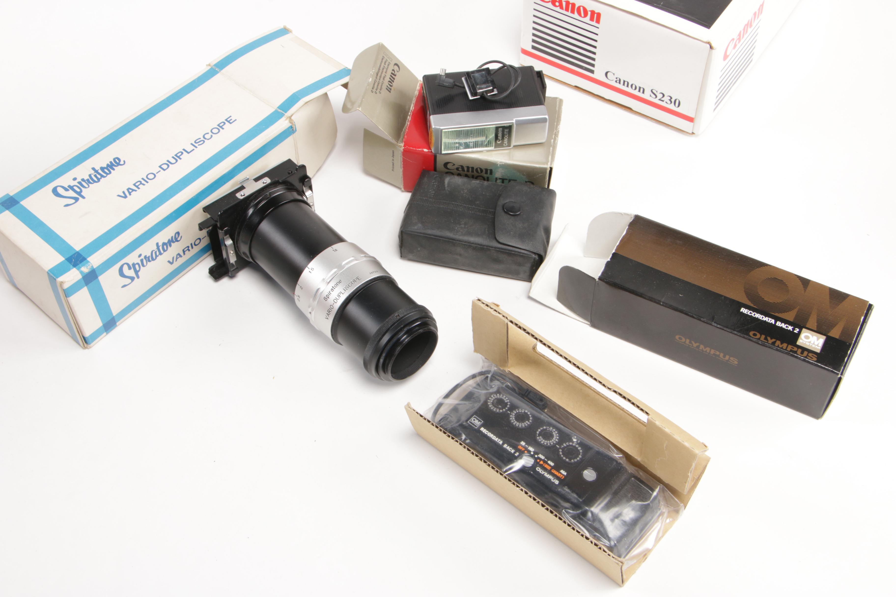 Minolta "Mini 35 II" Slide Projector with Canon Bellows Units, Mid-20th C.