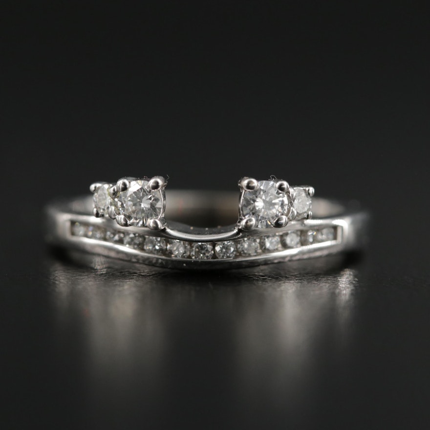 14K White Gold Diamond Shadow Band