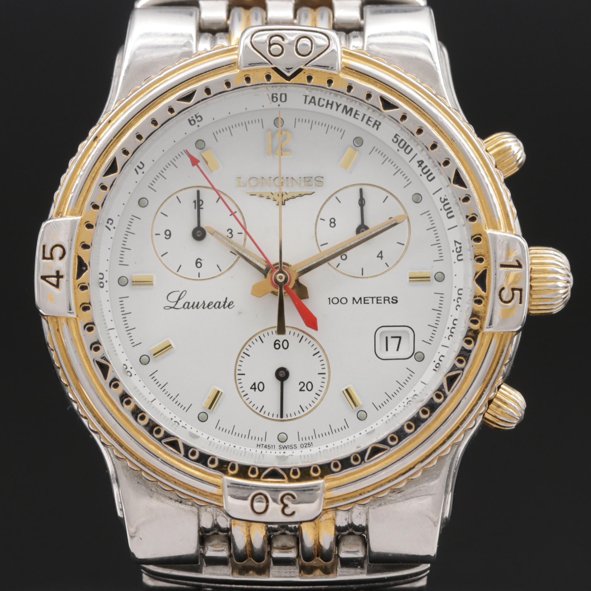 Longines "Laureate" Stainless Steel Chronograph Quartz Watch